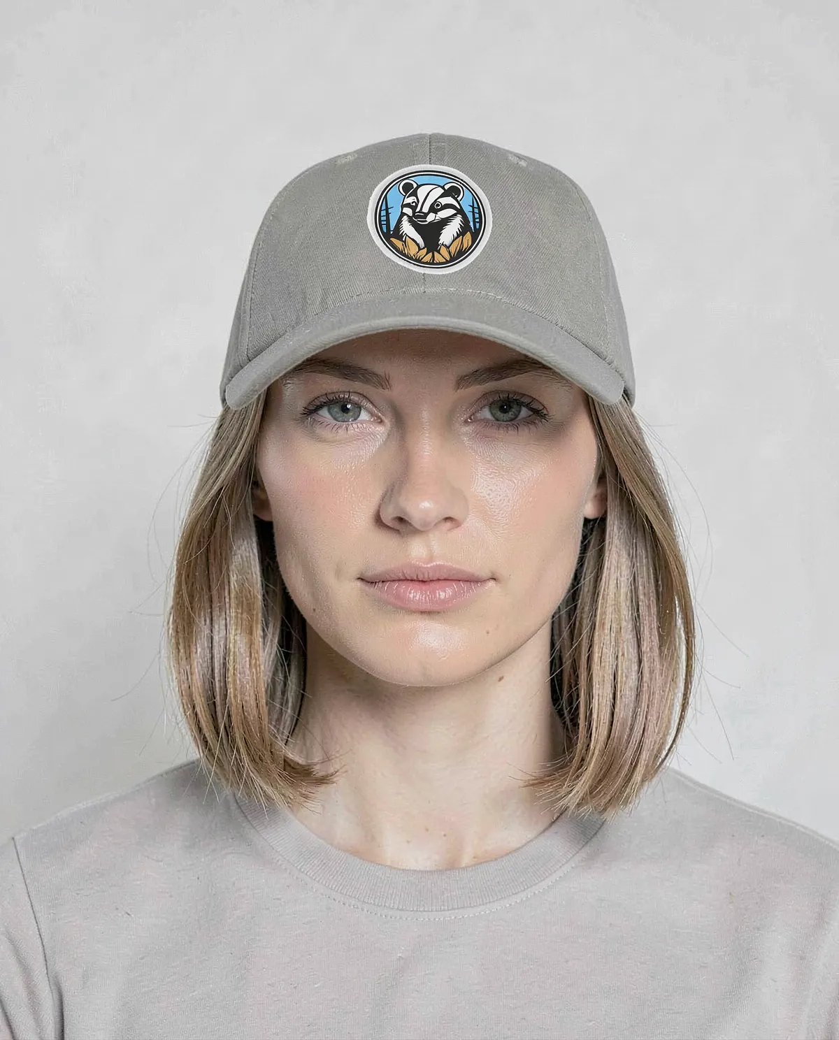 Cappellino grigio in cotone a 5 pannelli con chiusura a velcro 0