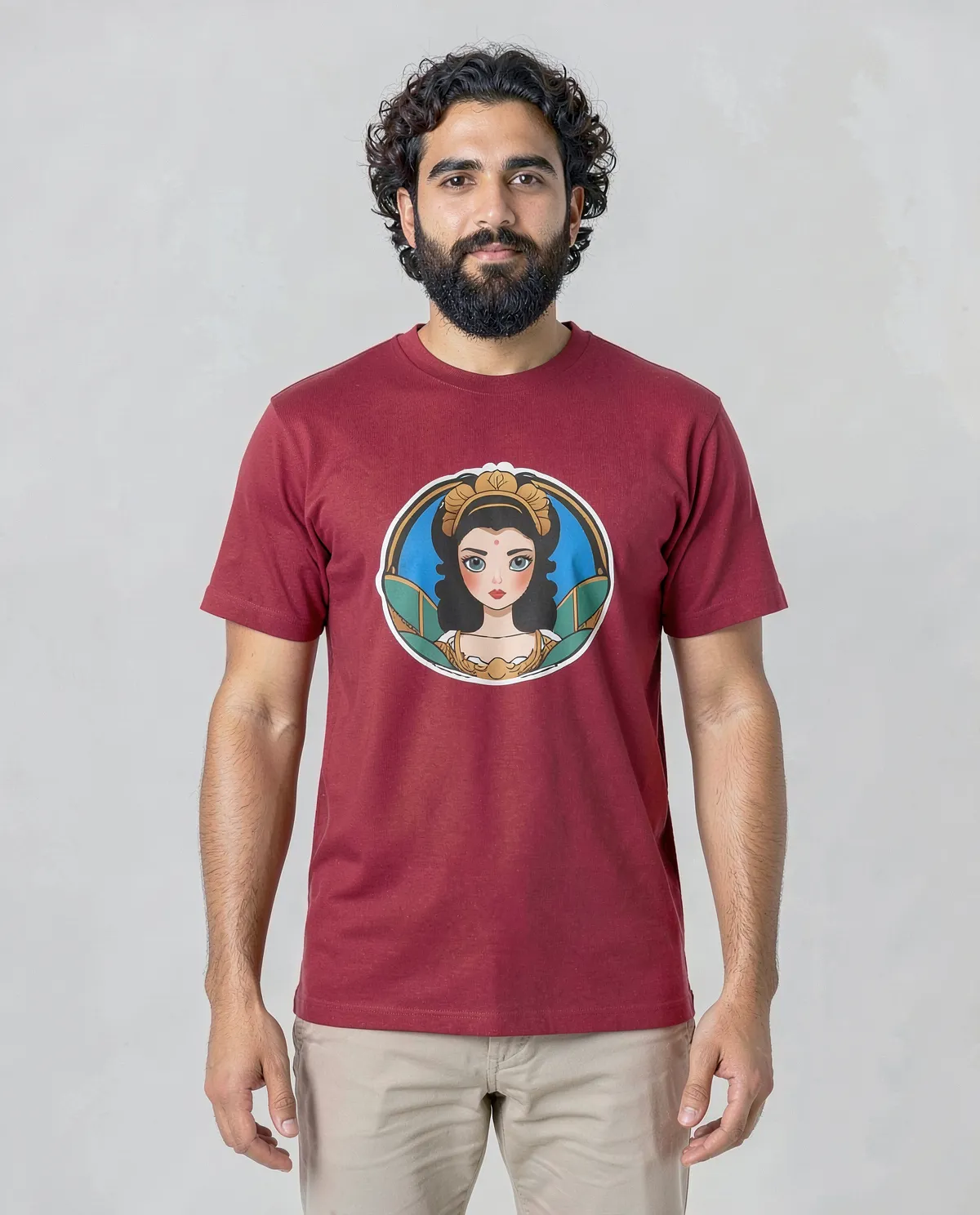 Maglietta rossa con design astratto vivace