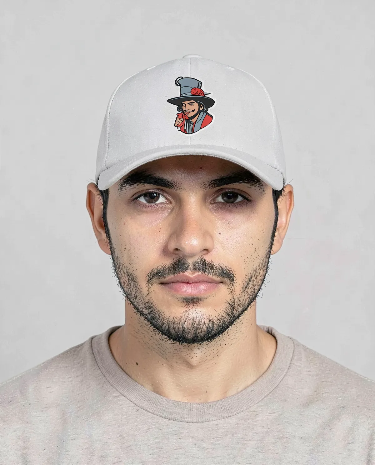 Cappellino bianco in cotone a 5 pannelli con chiusura a velcro 0