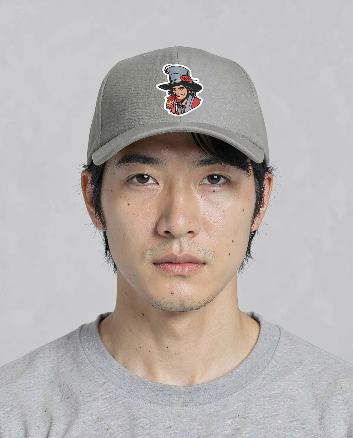 Cappellino grigio con chiusura a velcro regolabile 0