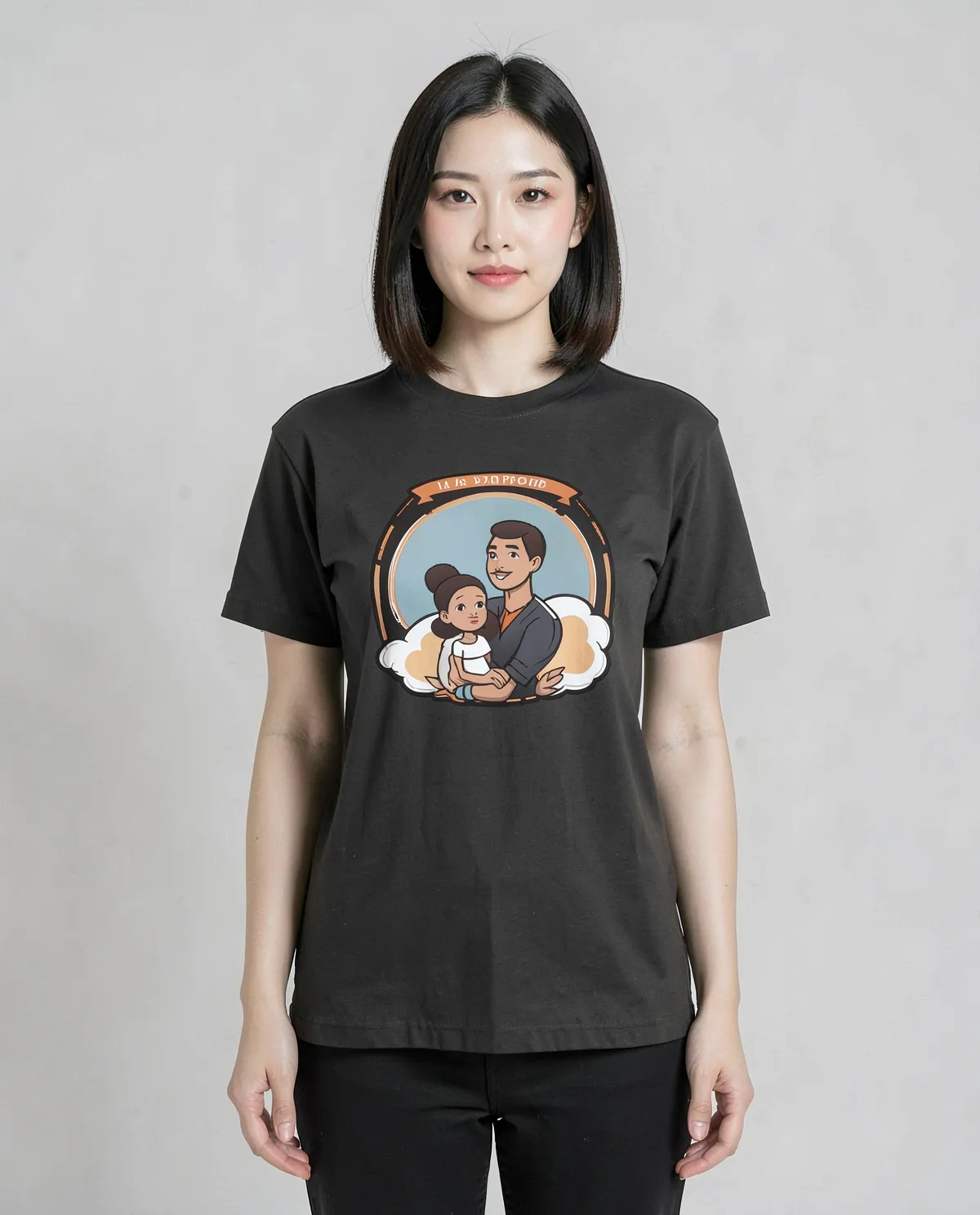 T-Shirt nera con stampa grafica audace 0