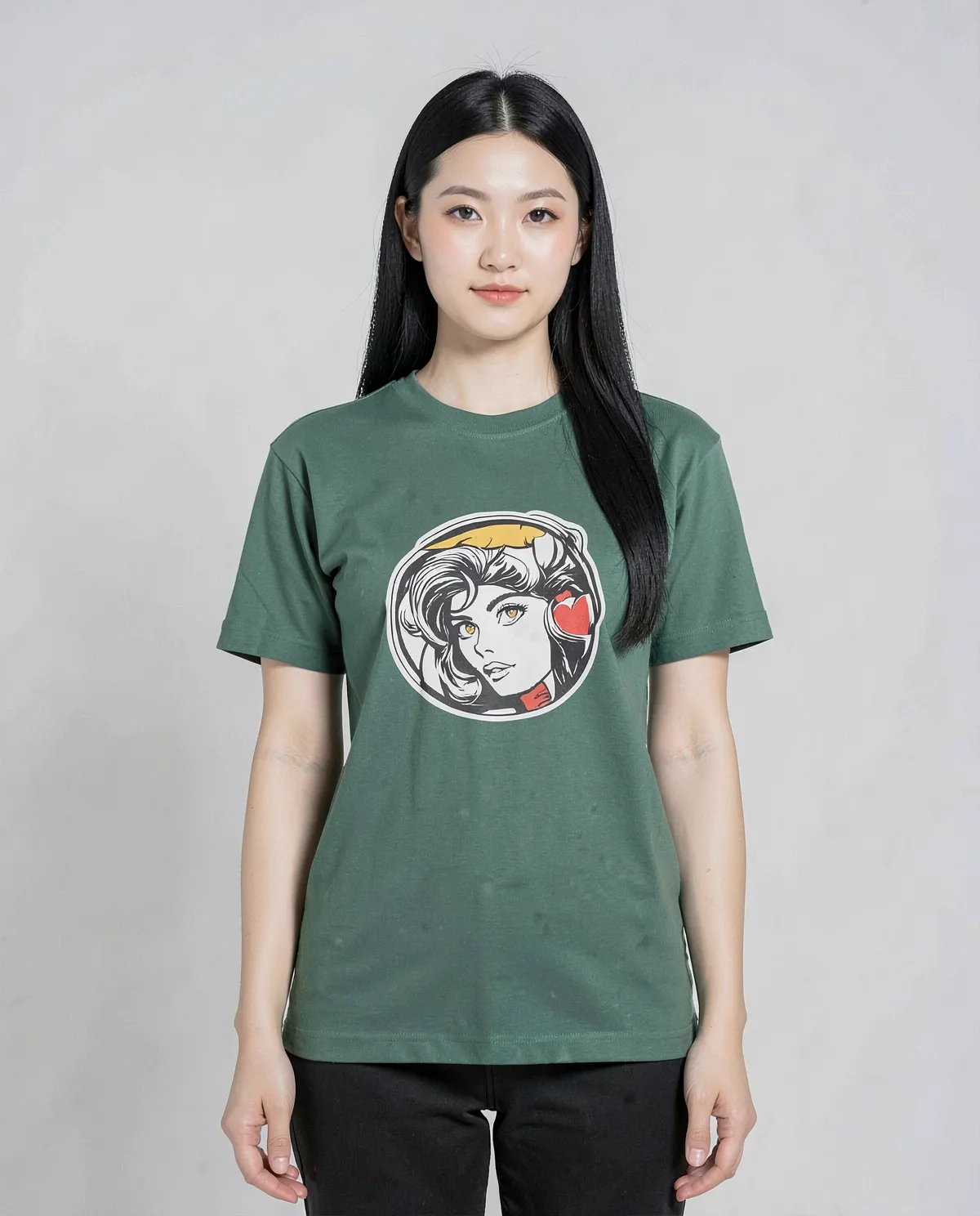 Maglietta verde con grafica vivace 0