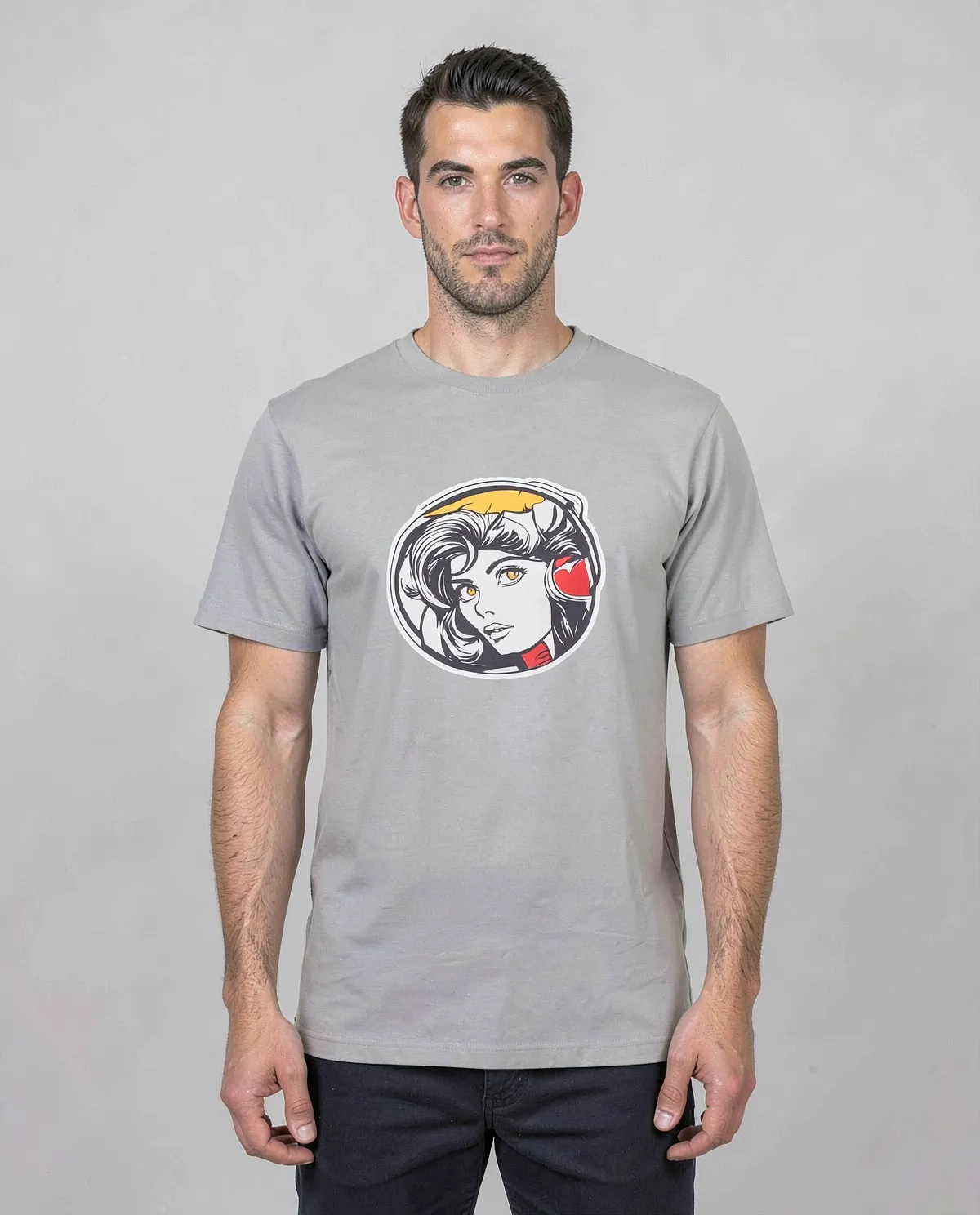 T‑shirt grigio organico, taglia moderna 0
