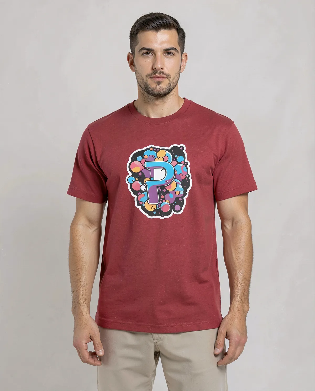 T‑shirt organica rossa – collo tondo moderno 0