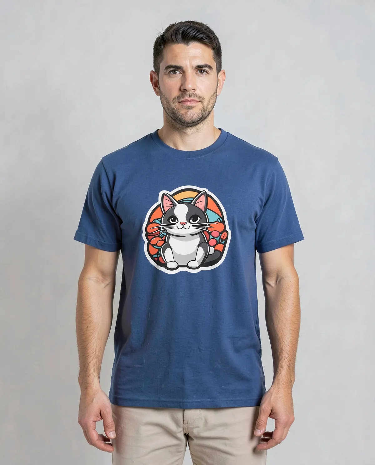 Maglietta blu con design grafico unico