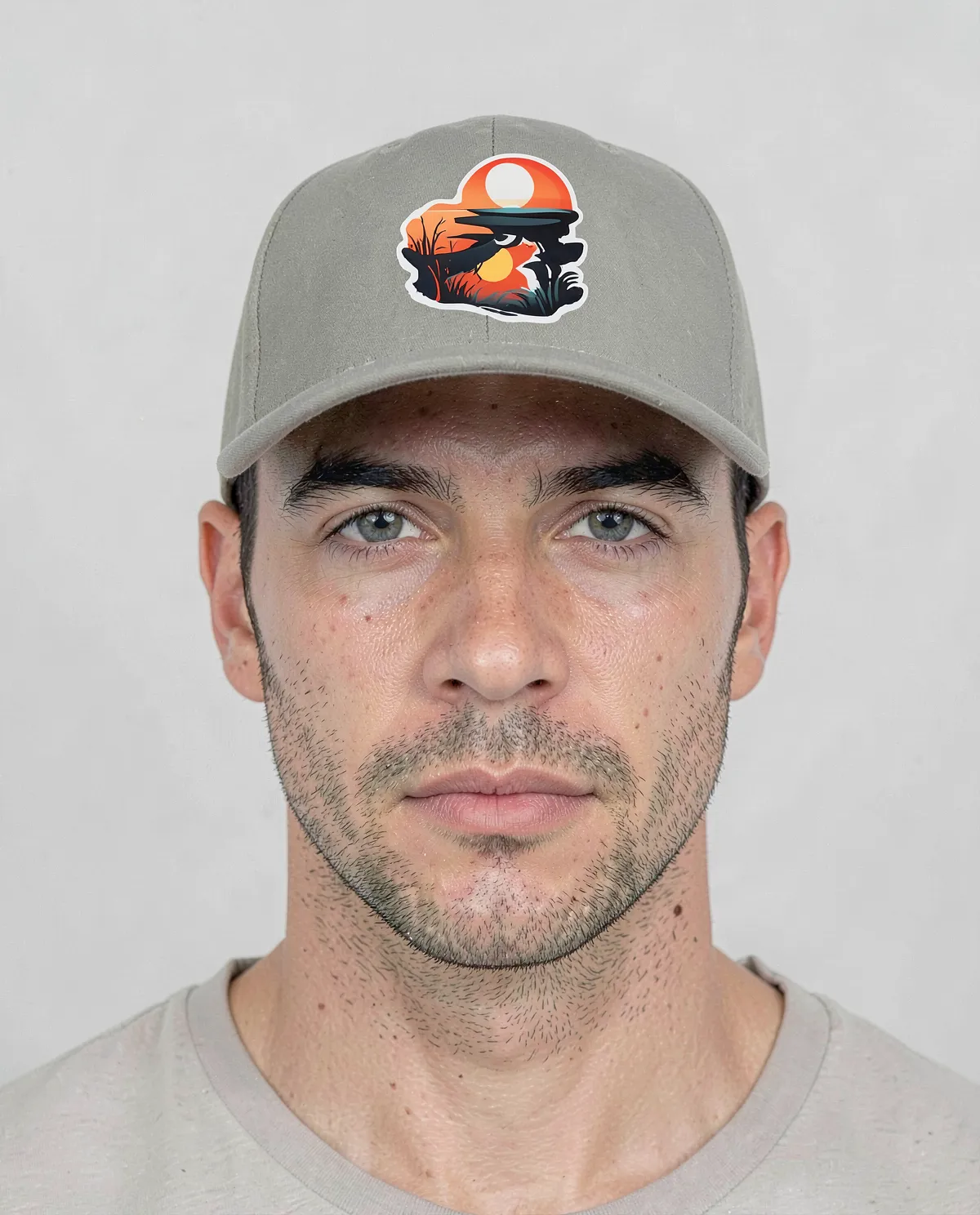 Cappellino grigio a 5 pannelli con chiusura a velcro 0