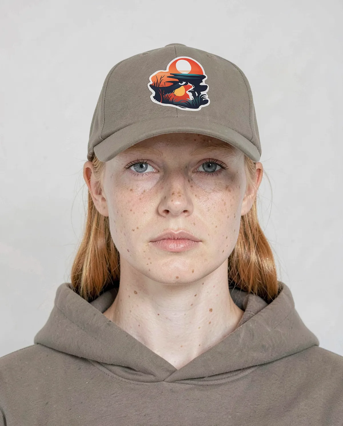 Cappellino Khaki a 5 pannelli in cotone con chiusura a velcro