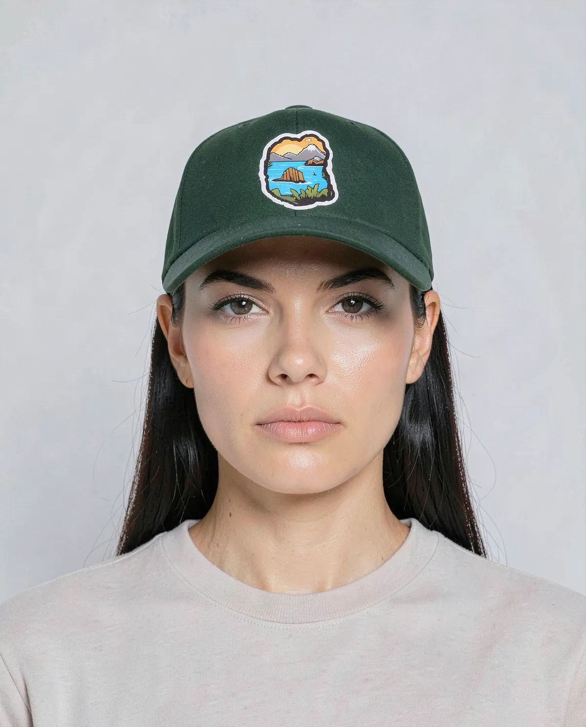 Cappellino di cotone verde classico con chiusura a velcro 0