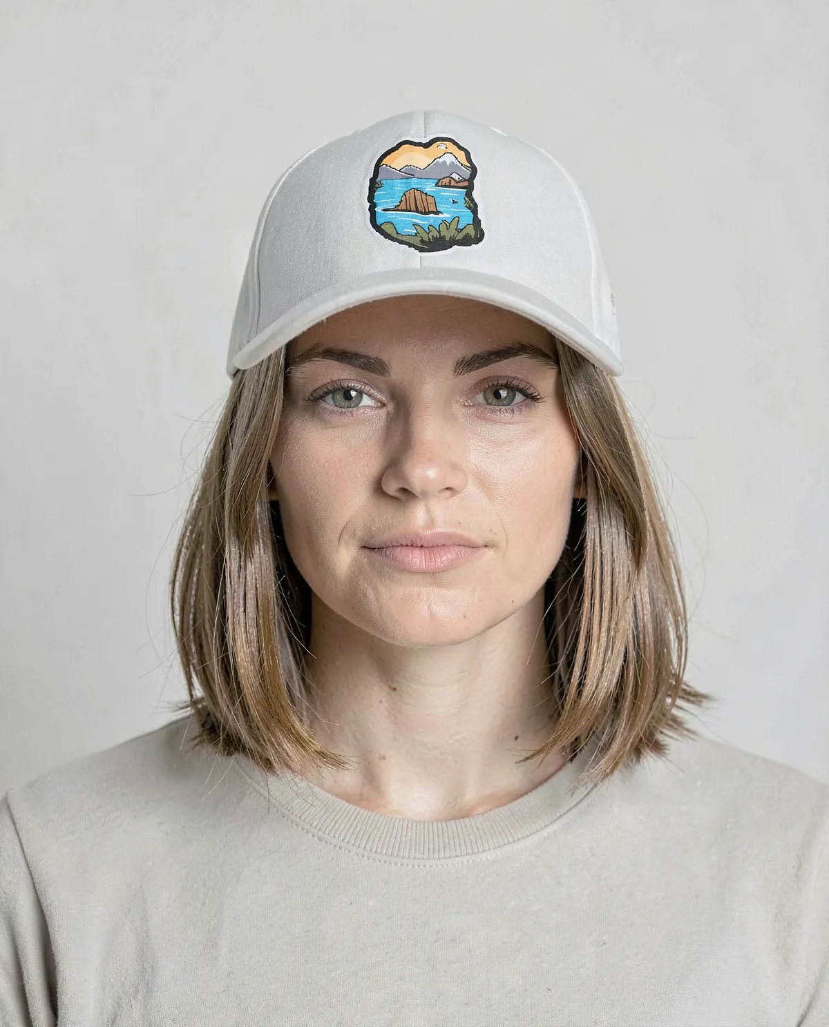 Cappellino di cotone bianco con chiusura a velcro 0