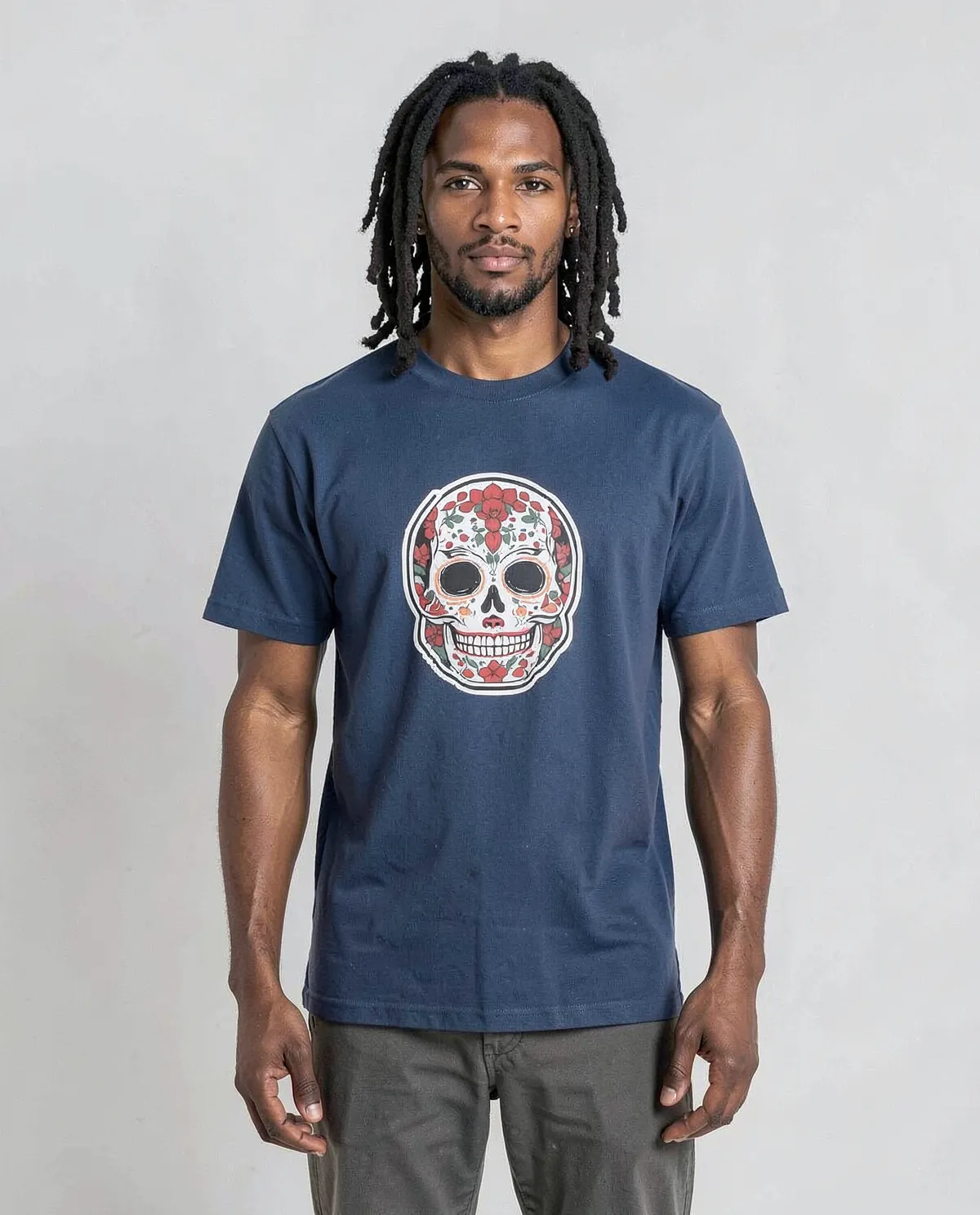 T‑shirt blu con stampa personalizzata pronta 0