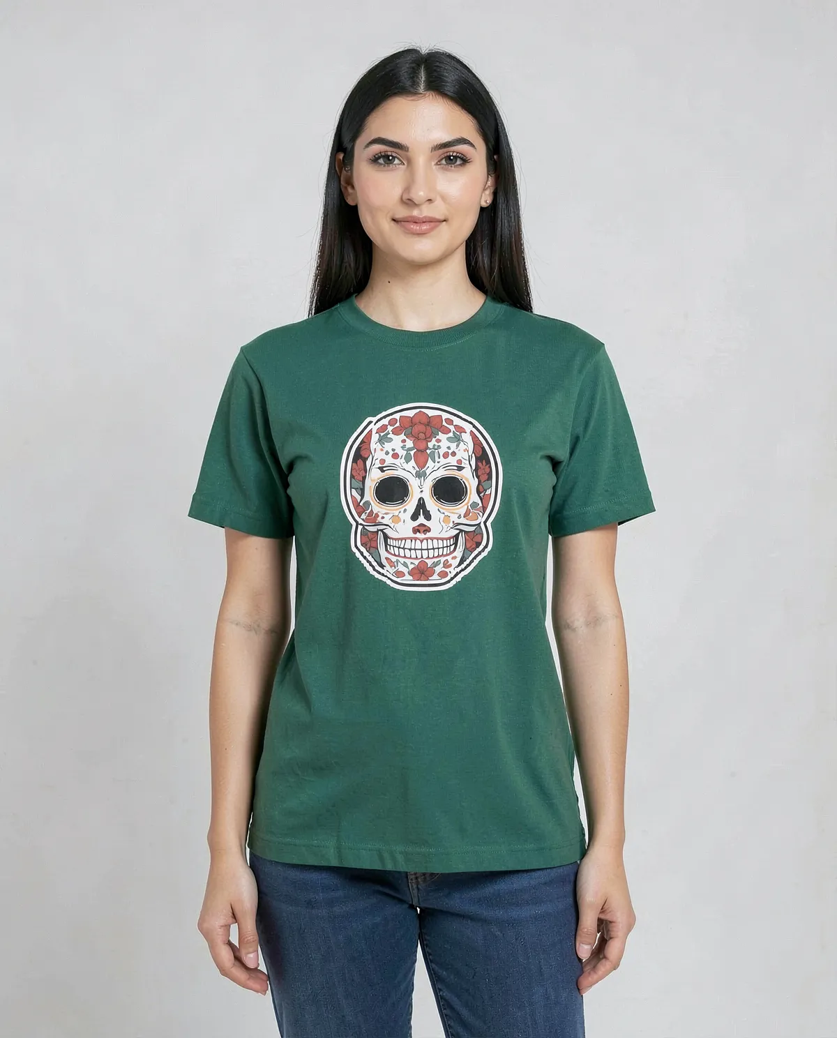 Maglietta verde con design astratto unico