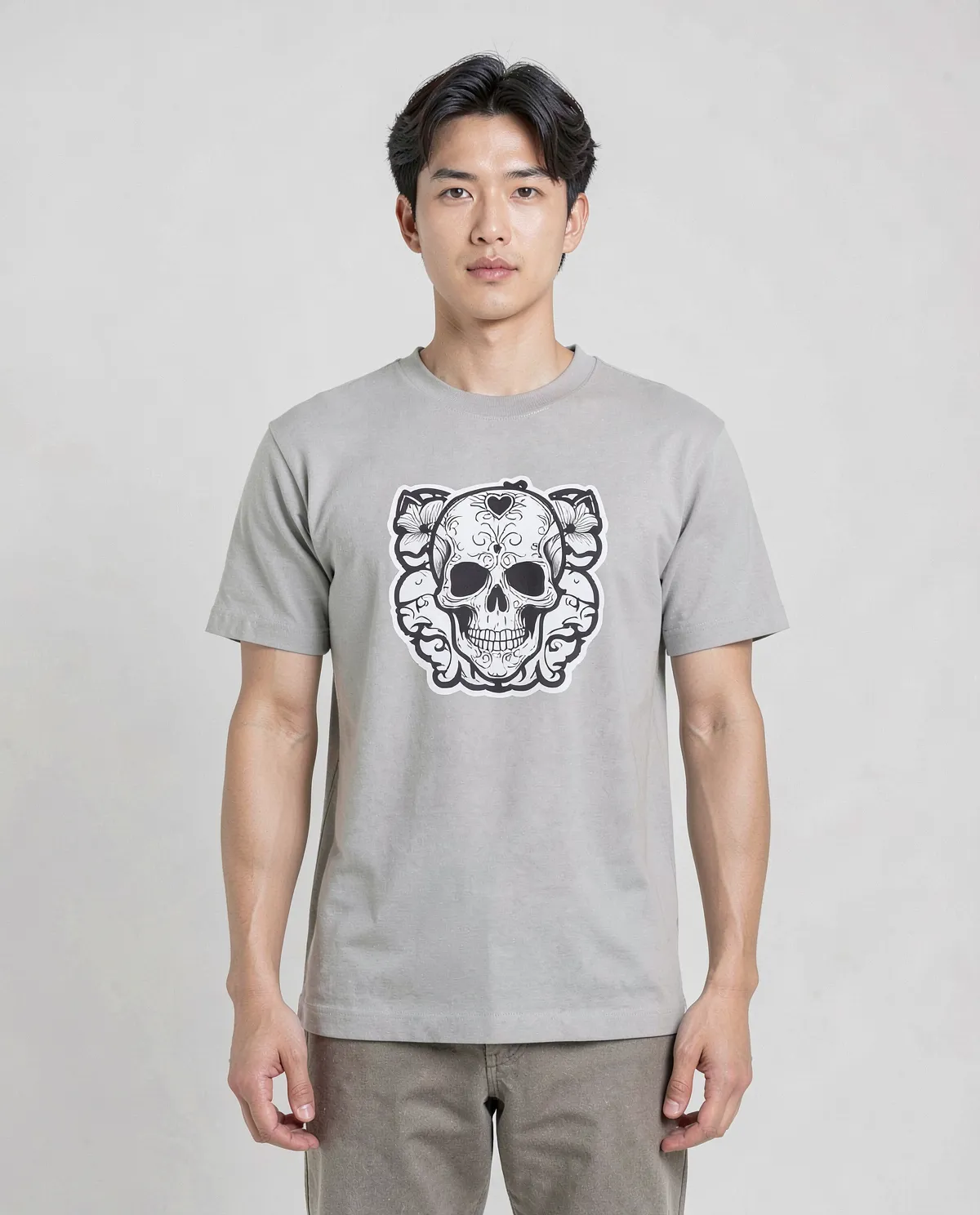 T-Shirt grigio – Taglio moderno, cotone organico 0