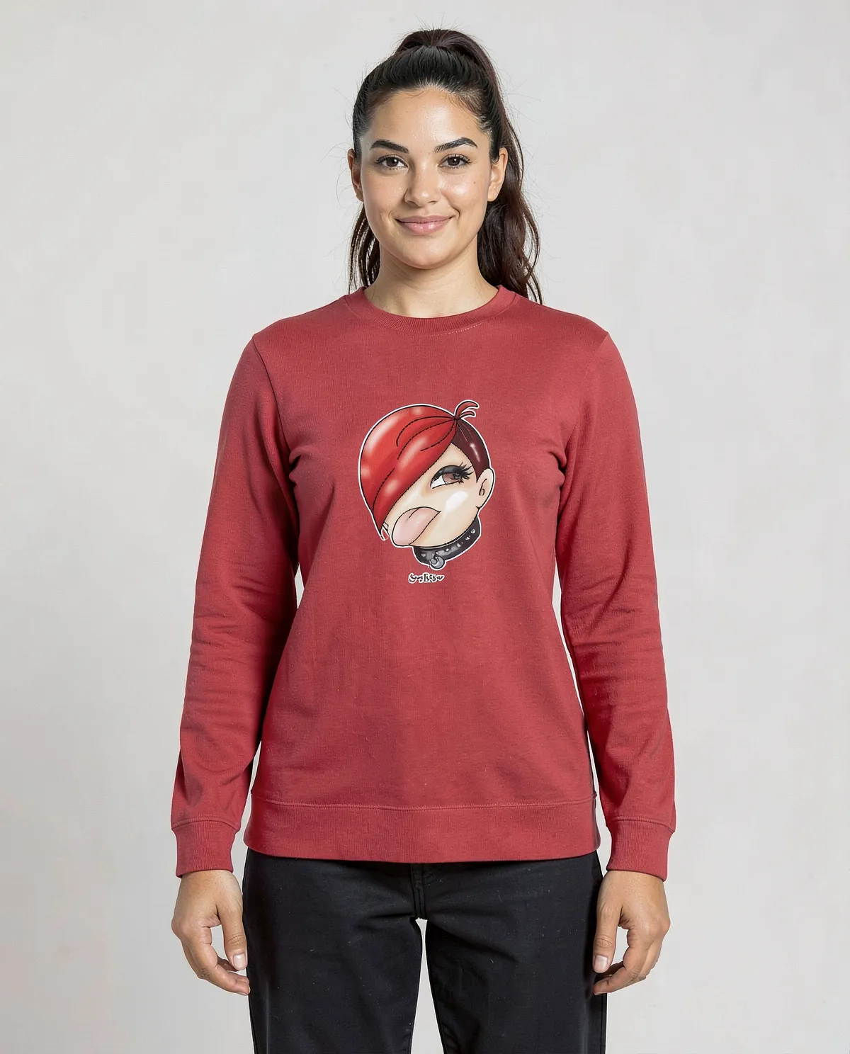 Maglia di Sweat organica con finitura rossa 0
