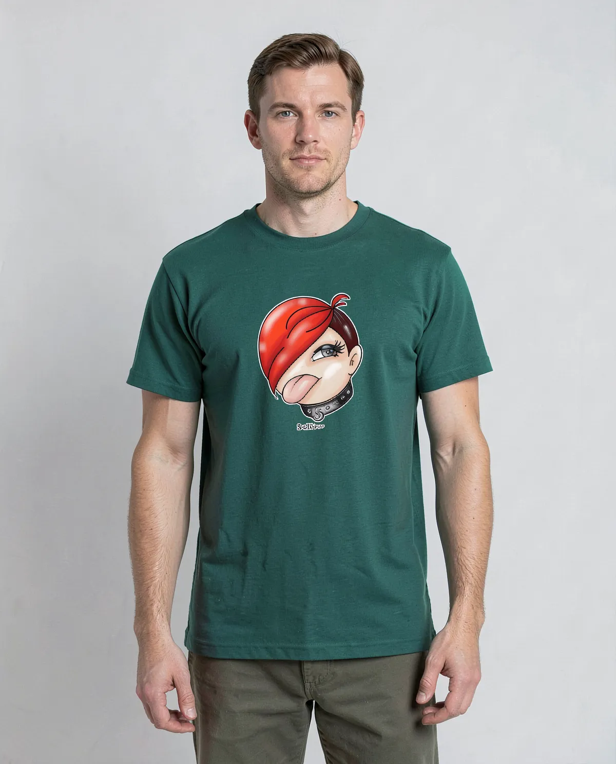 Maglietta verde con design grafico unico 0