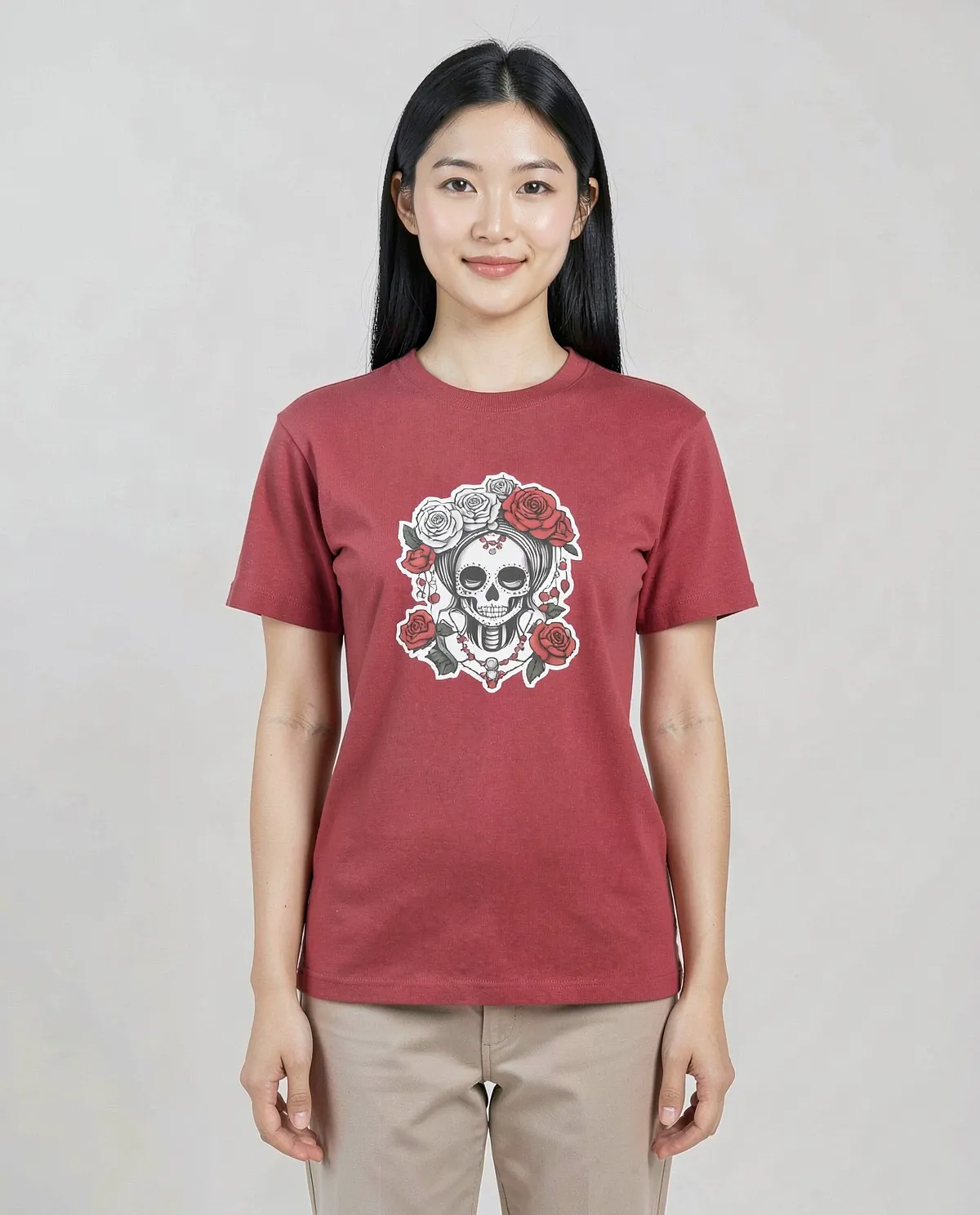 Maglietta rossa con design astratto vivace 0