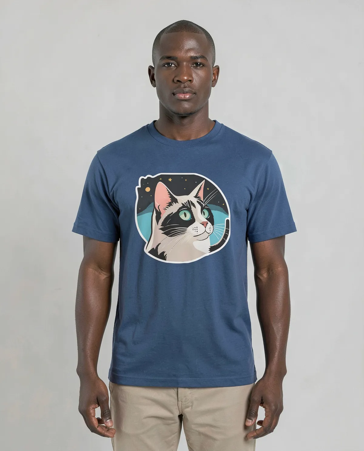 T‑shirt blu classica a collo rotondo 0