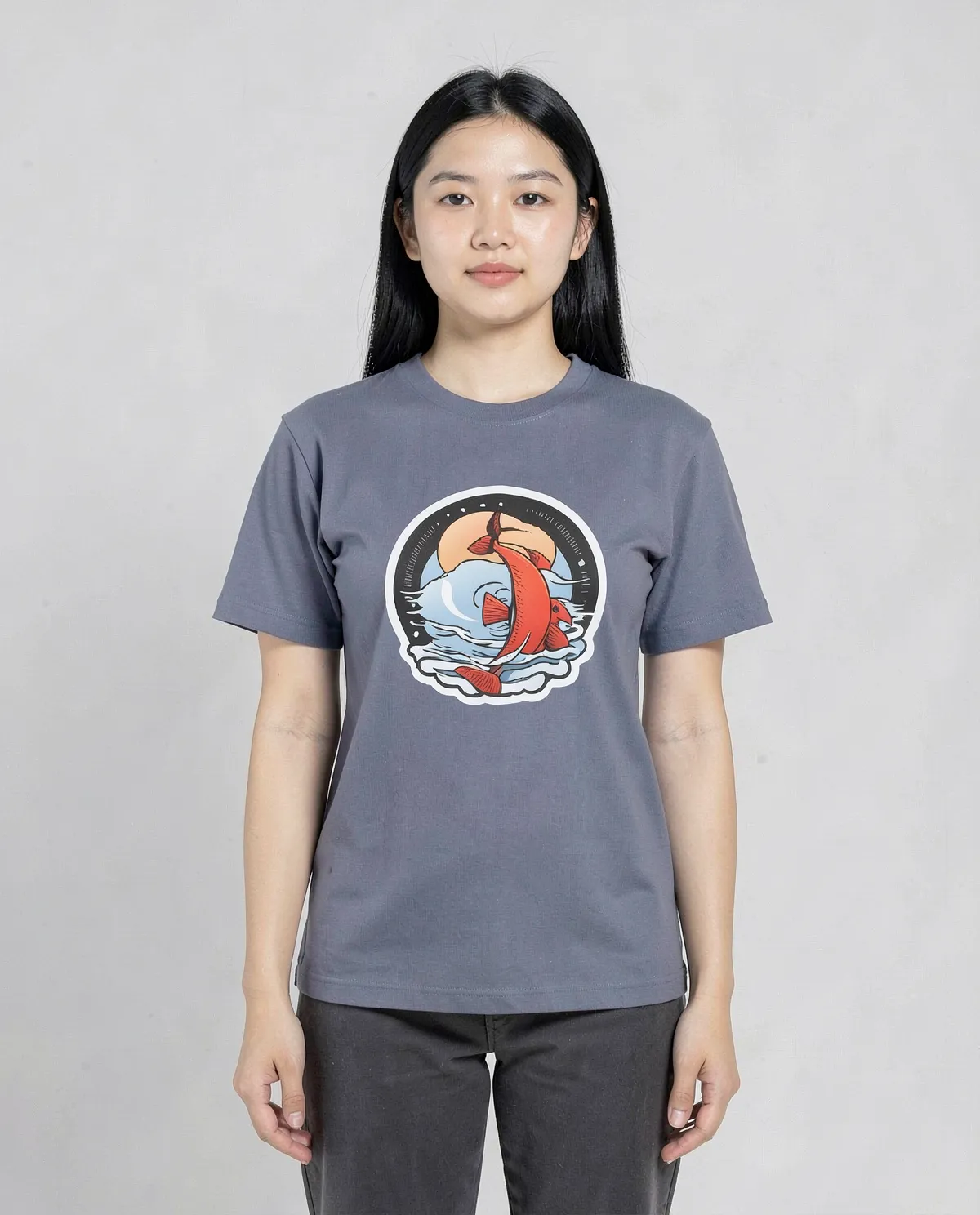 T-shirt personalizzabile 100% cotone unisex Blu Grigio