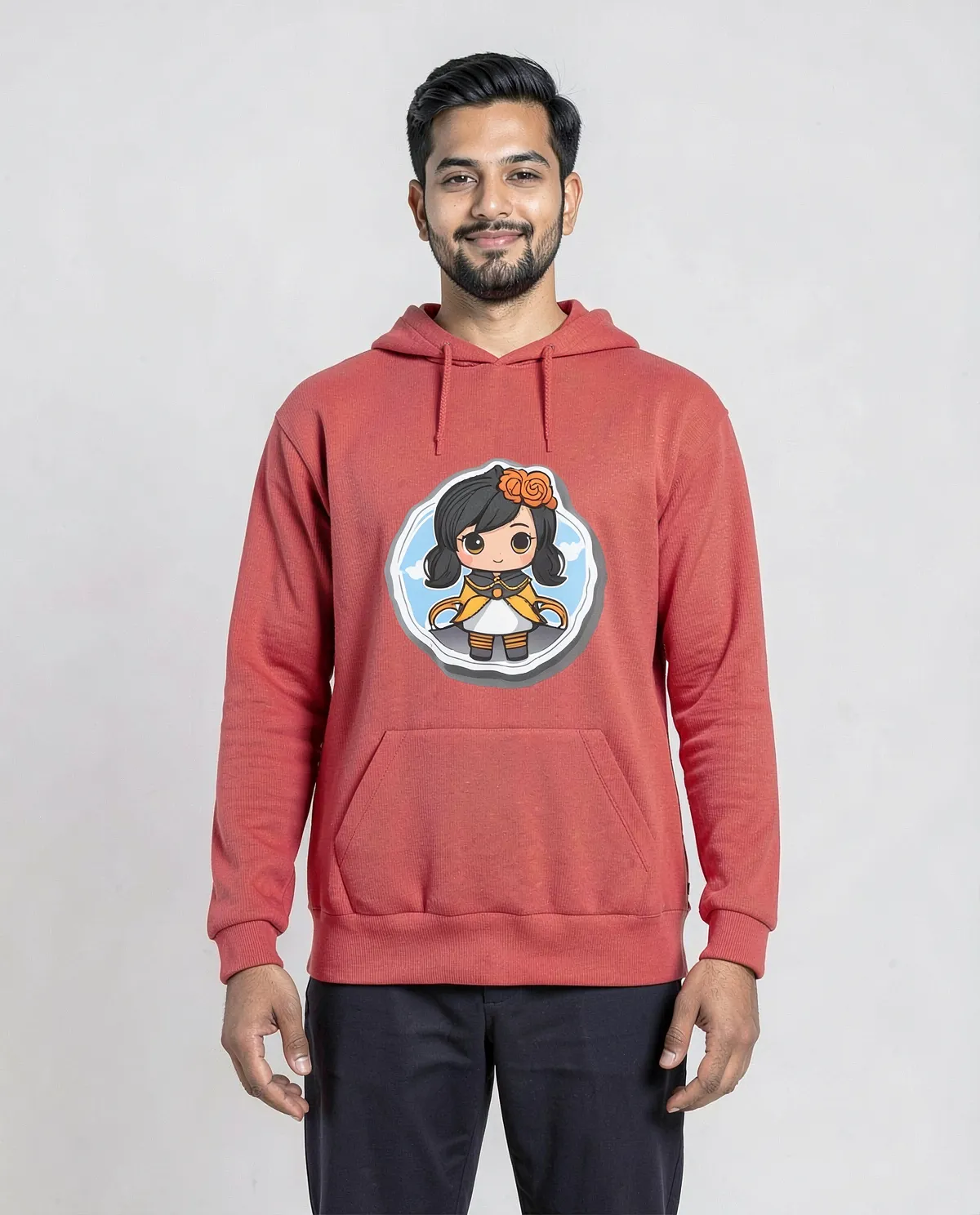 Maglia di Sweat organica con finitura rossa