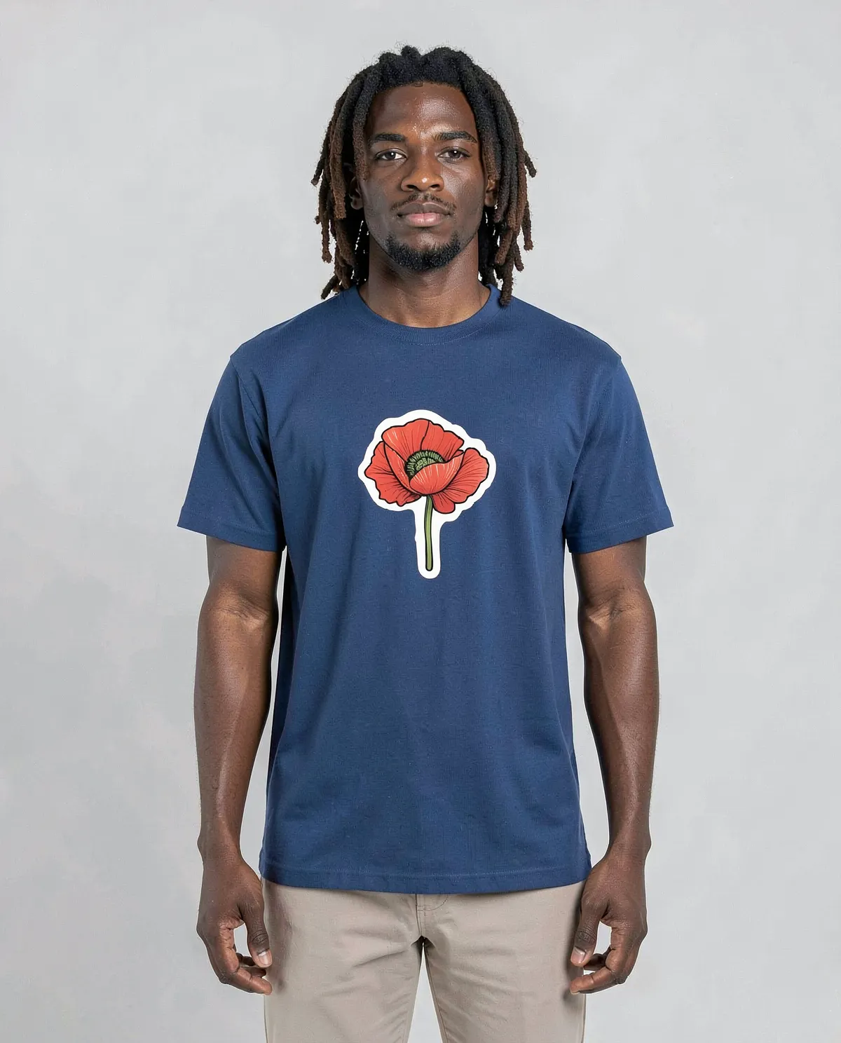 T‑shirt blu con design grafico audace 0