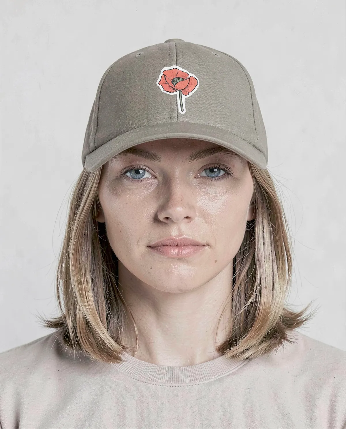 Cappellino in cotone kaki con chiusura a velcro regolabile 0