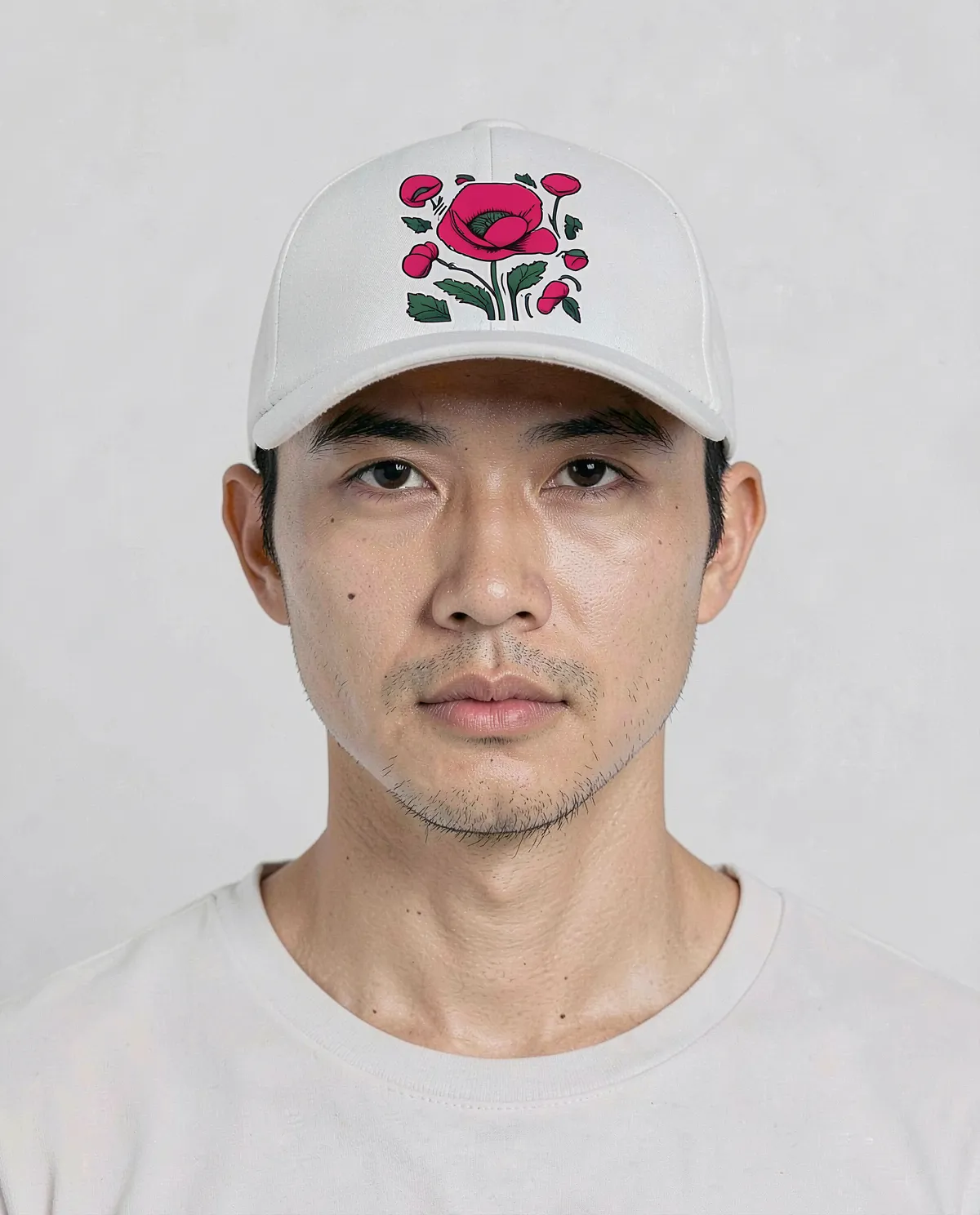 Cappellino bianco a 5 pannelli in cotone con chiusura a velcro 0