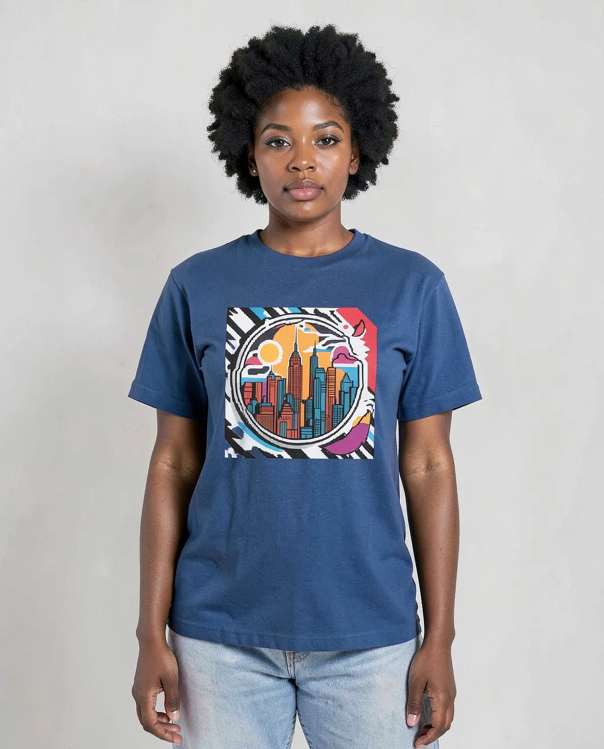 T-Shirt blu stampa personalizzata unica 0
