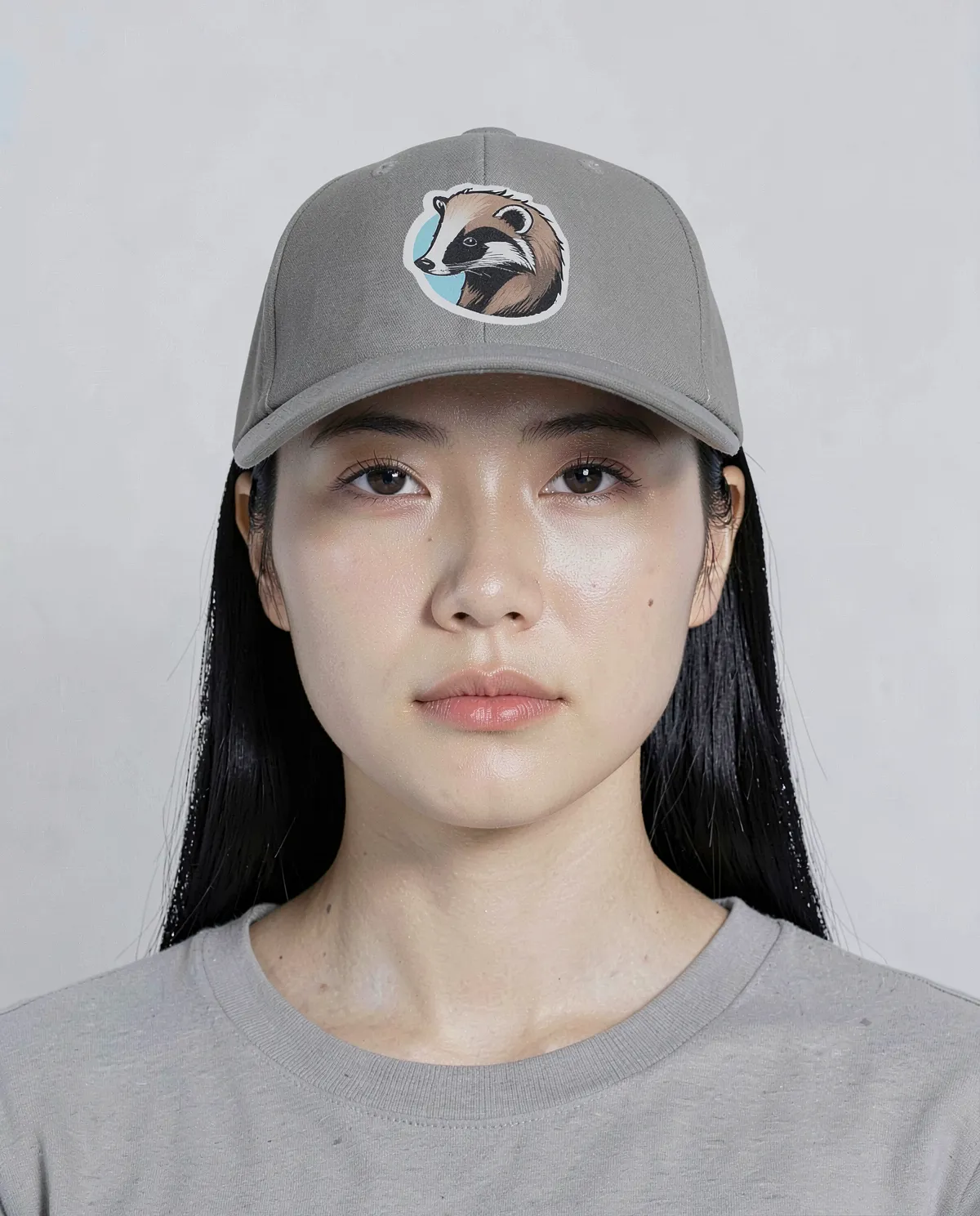 Cappellino 5 pannelli grigio con chiusura a velcro