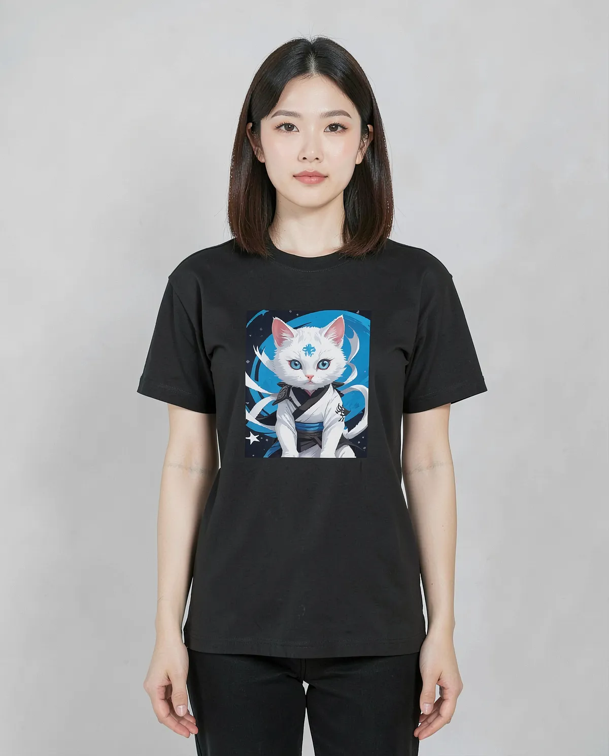 T-shirt nera con stampa grafica audace 0