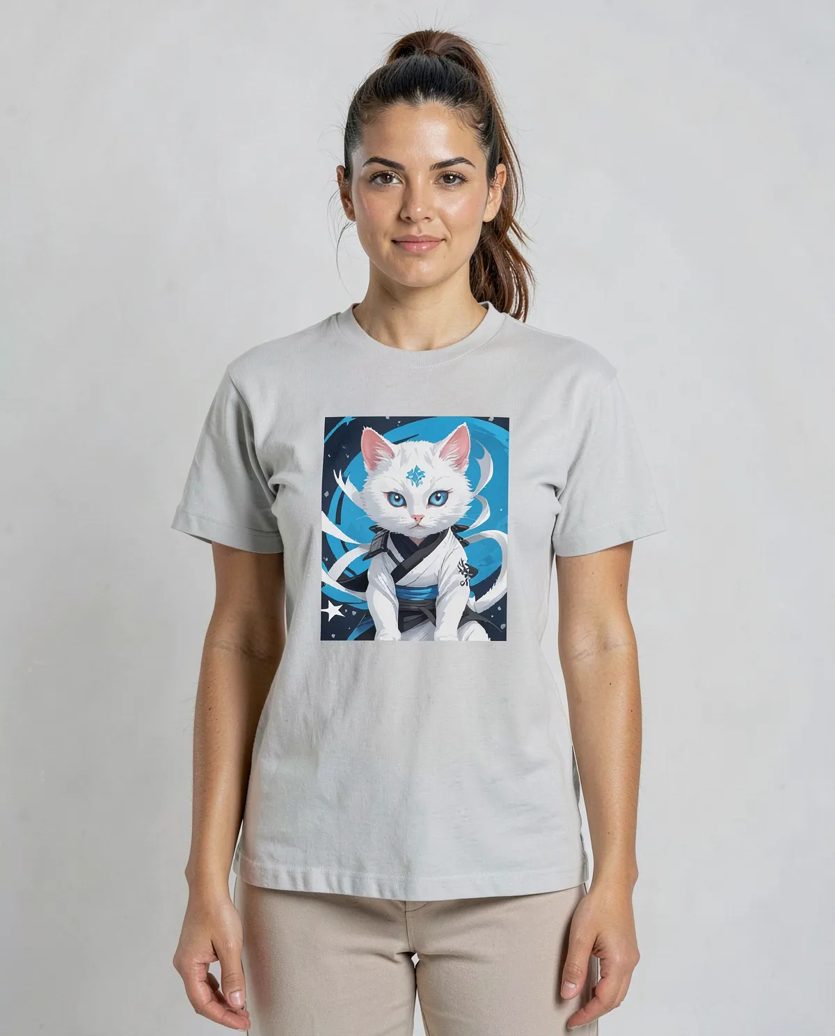 T-Shirt bianca con stampa audace e unica 0