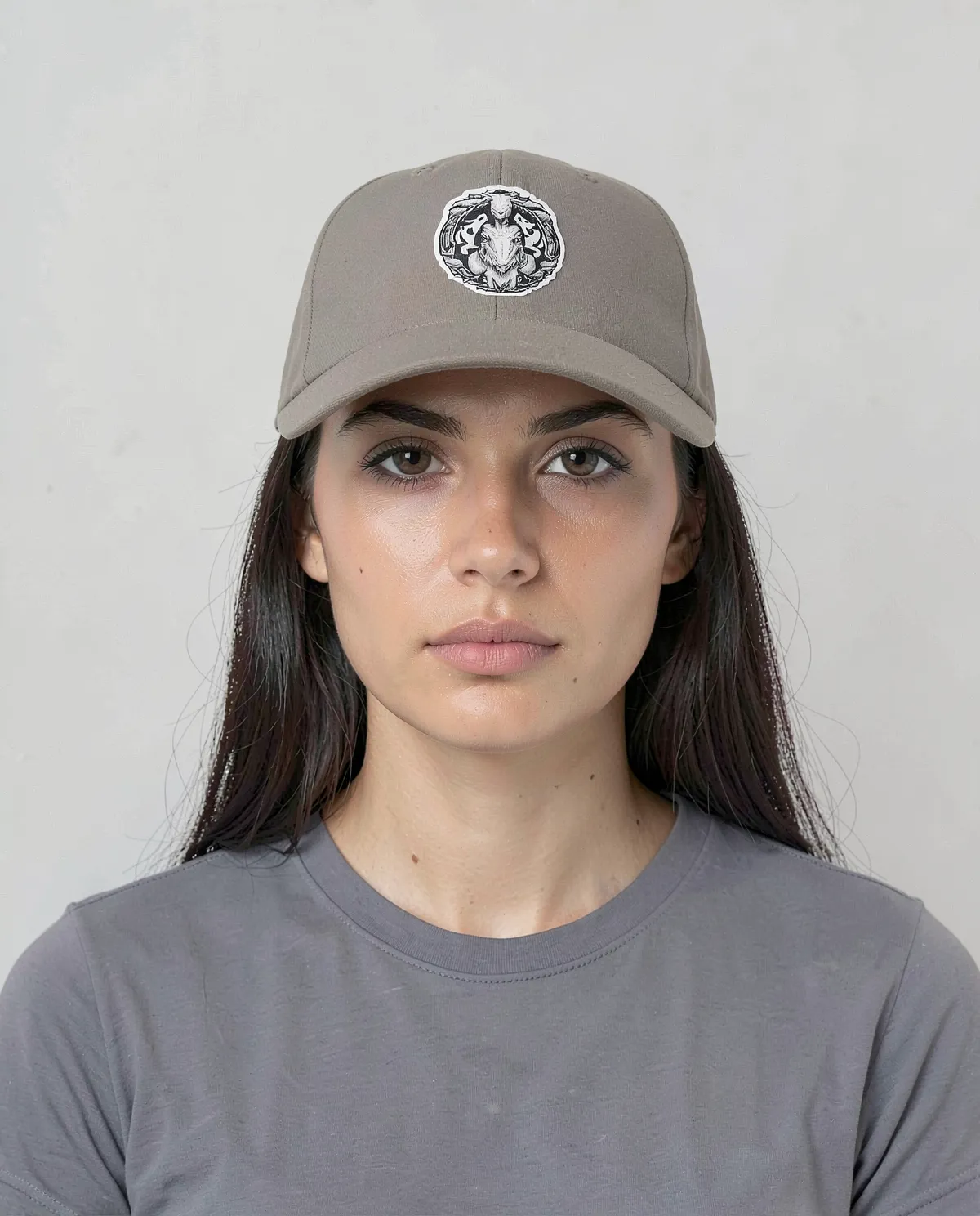 Cappellino di cotone kaki con chiusura a velcro regolabile 0