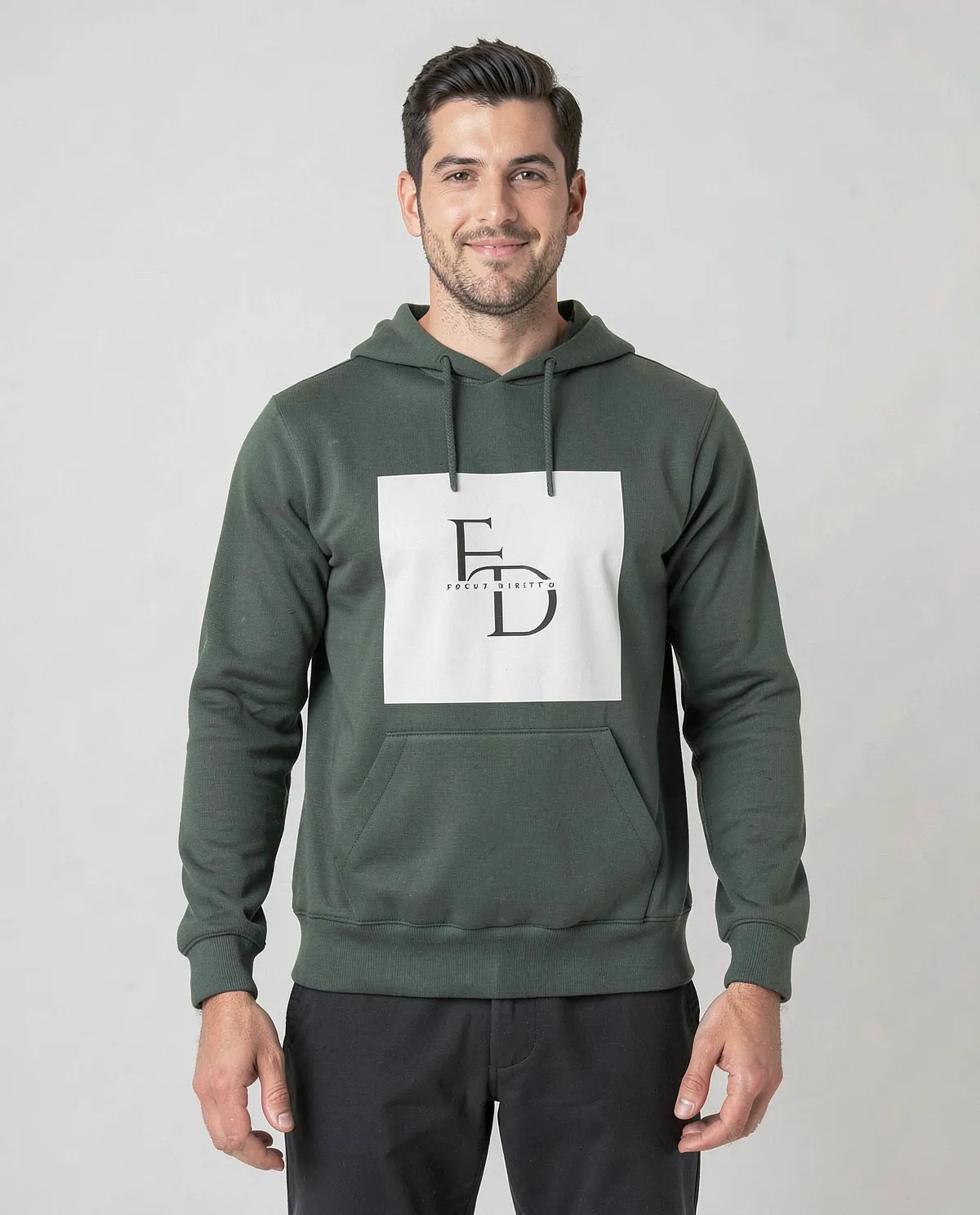 Felpe in cotone a sfumatura verde eco‑sostenibile 0