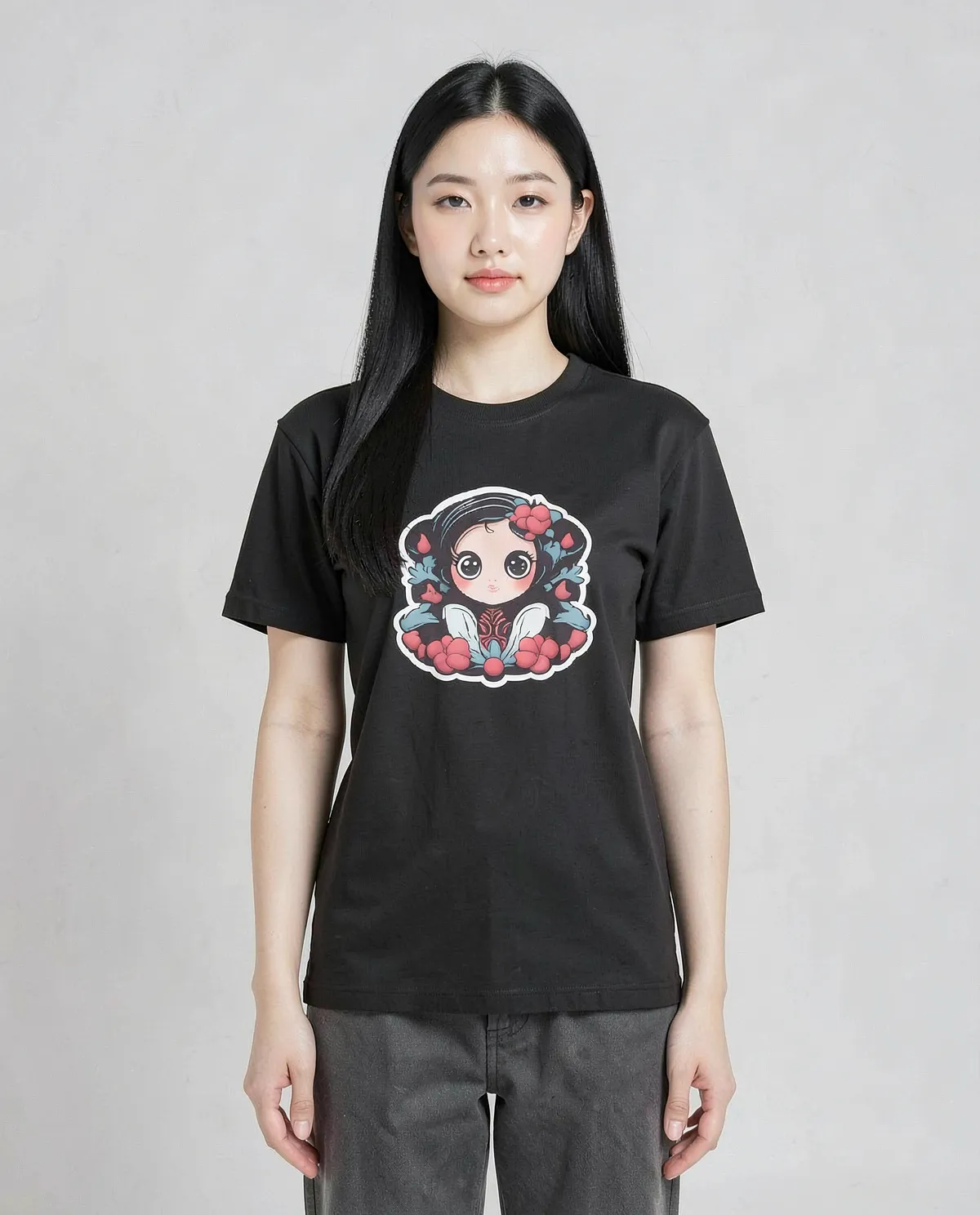 T‑shirt nera con grafica unica 0