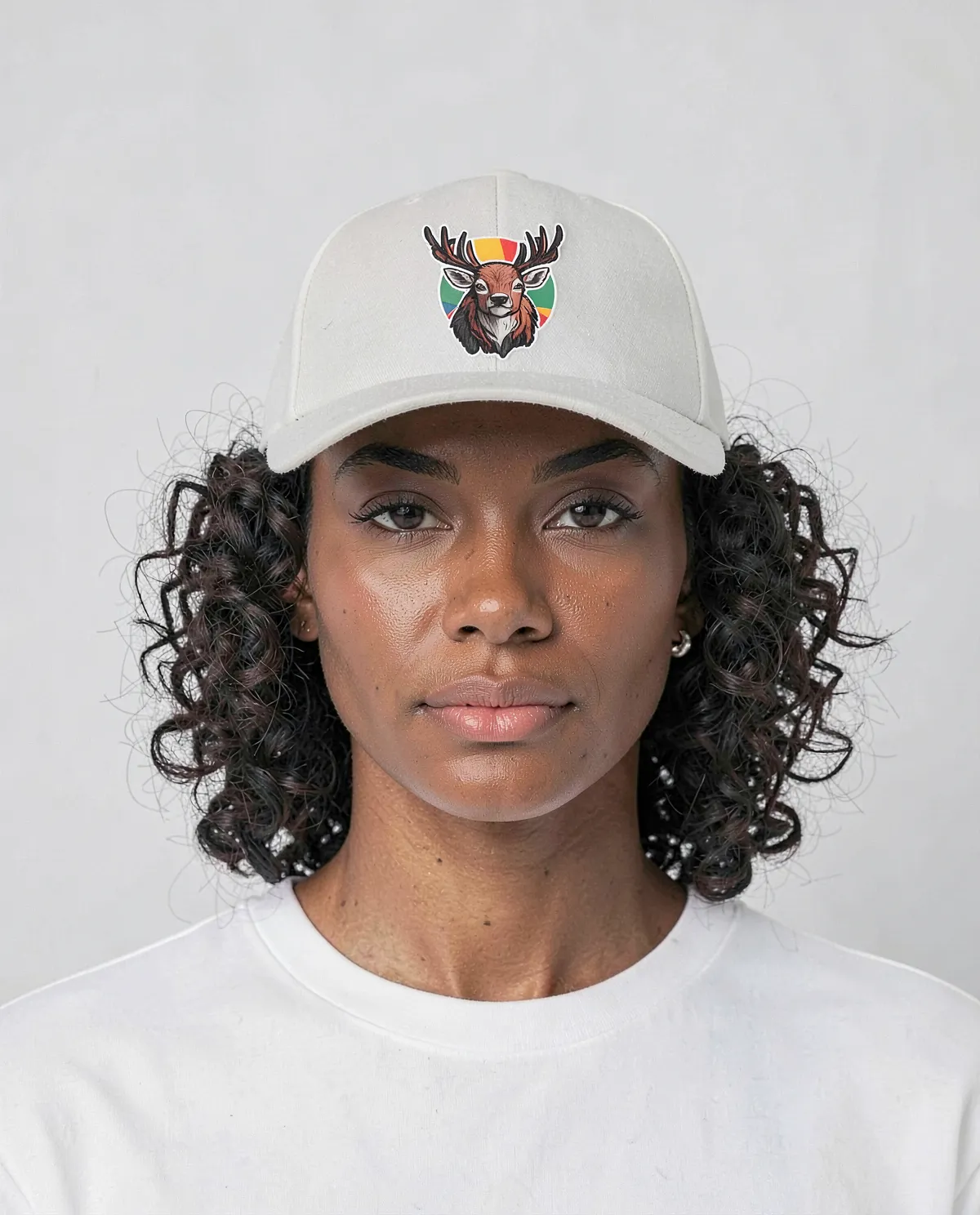 Cappellino di cotone bianco con chiusura a velcro