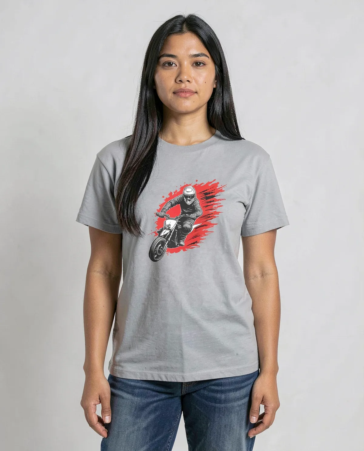 T‑shirt grigio con stampa grafica minimalista 0