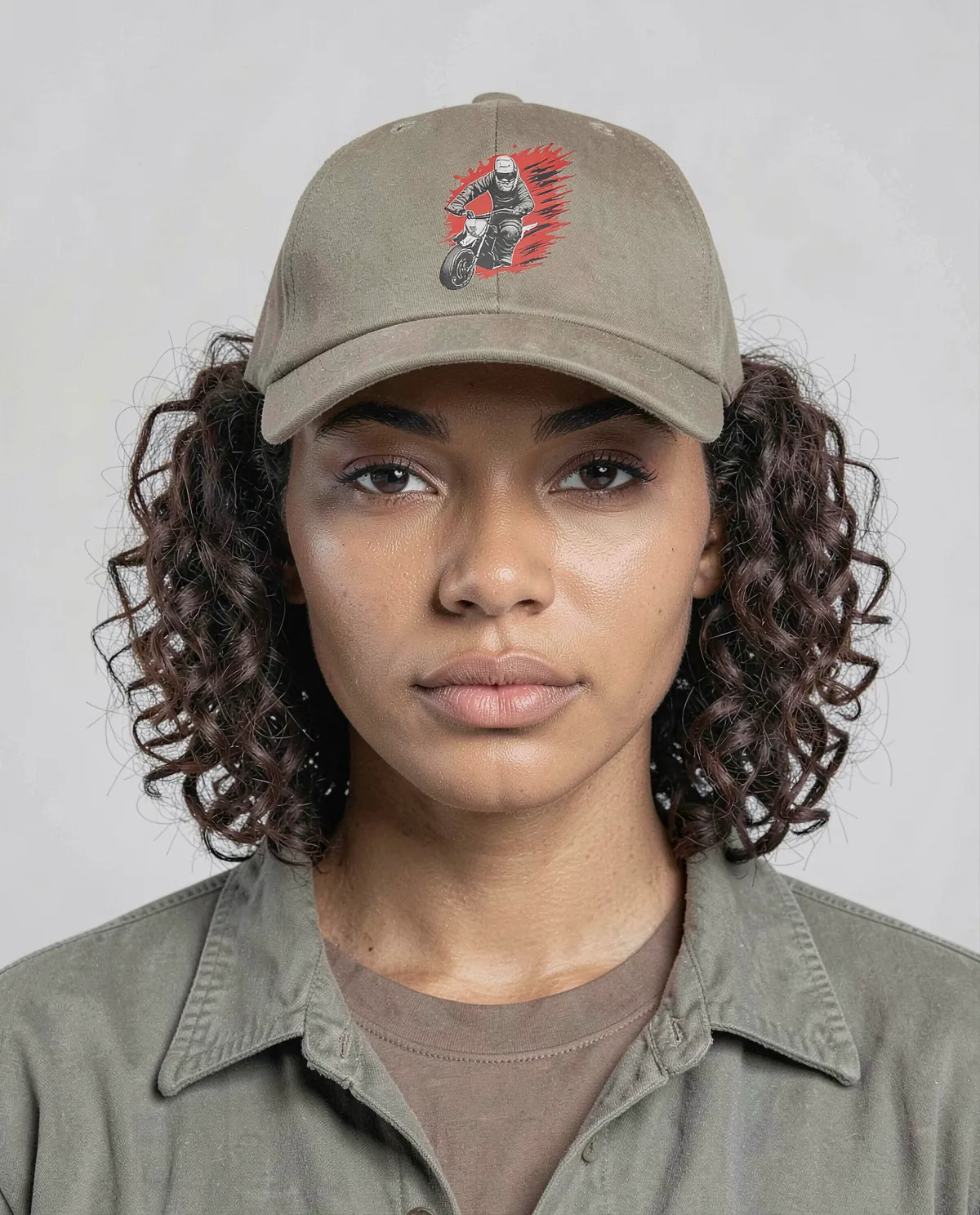 Cappellino Khaki 5 pannelli in cotone con chiusura a velcro 0