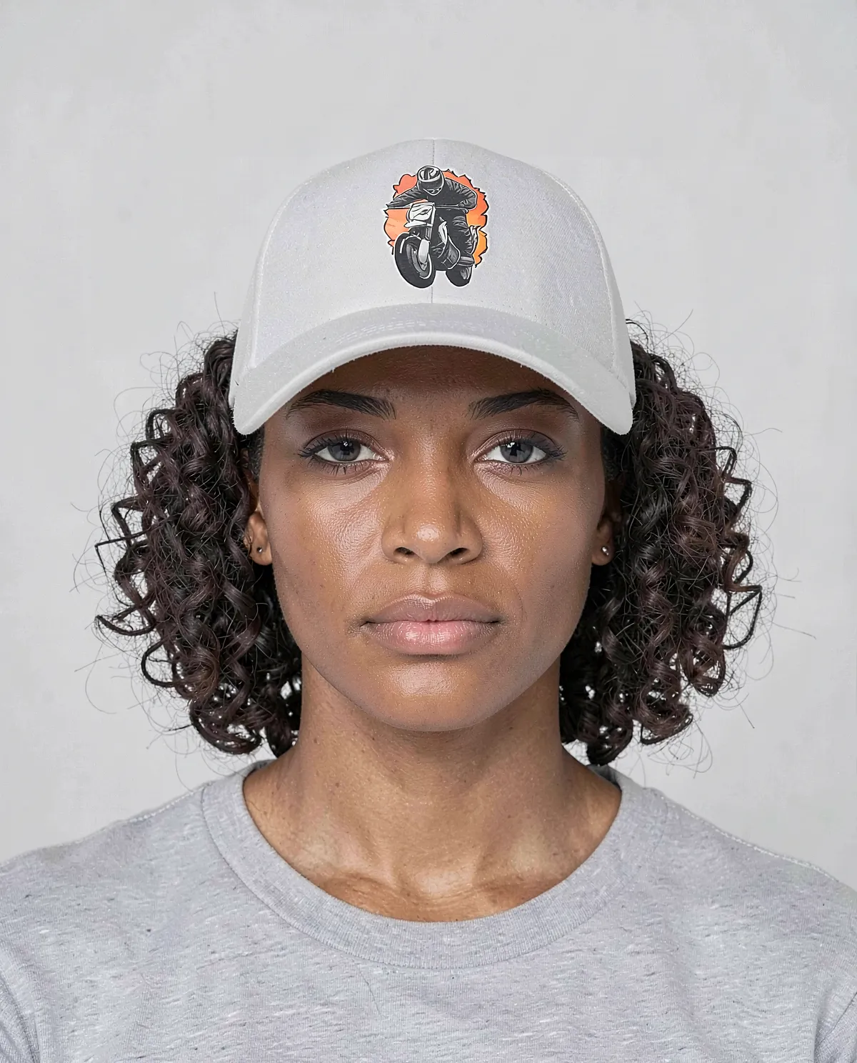 Cappellino bianco a 5 pannelli in cotone con chiusura a velcro 0