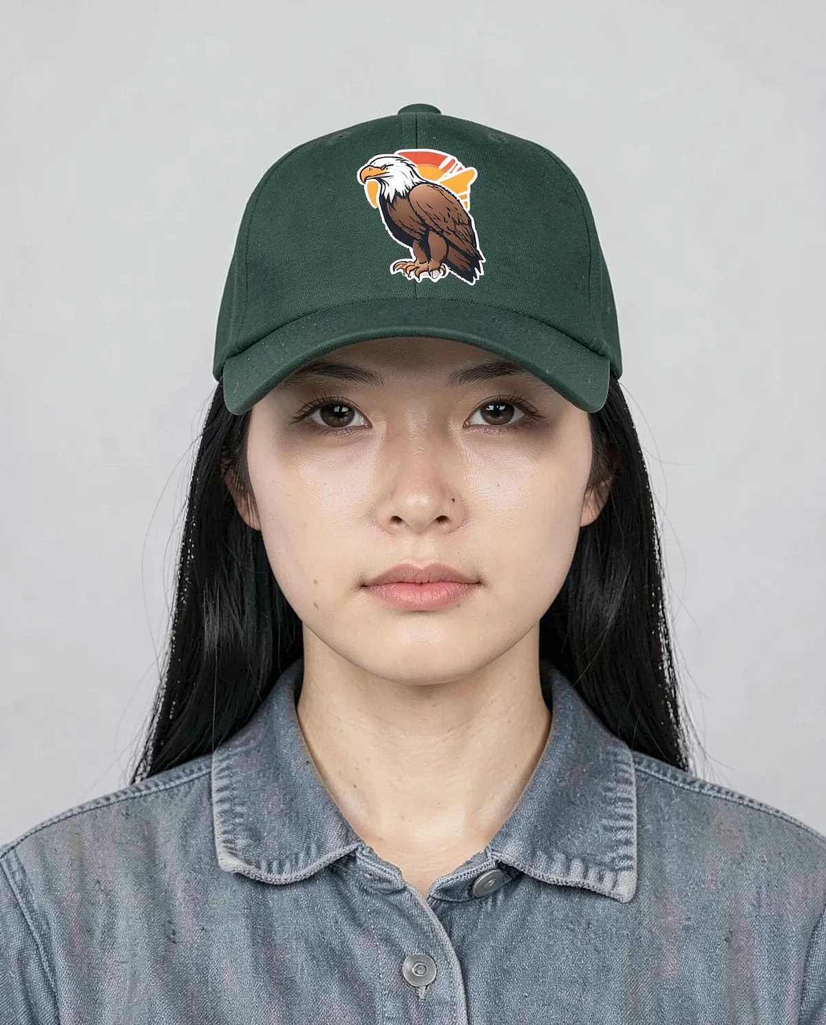 Cappellino di cotone ecologico verde con chiusura a velcro