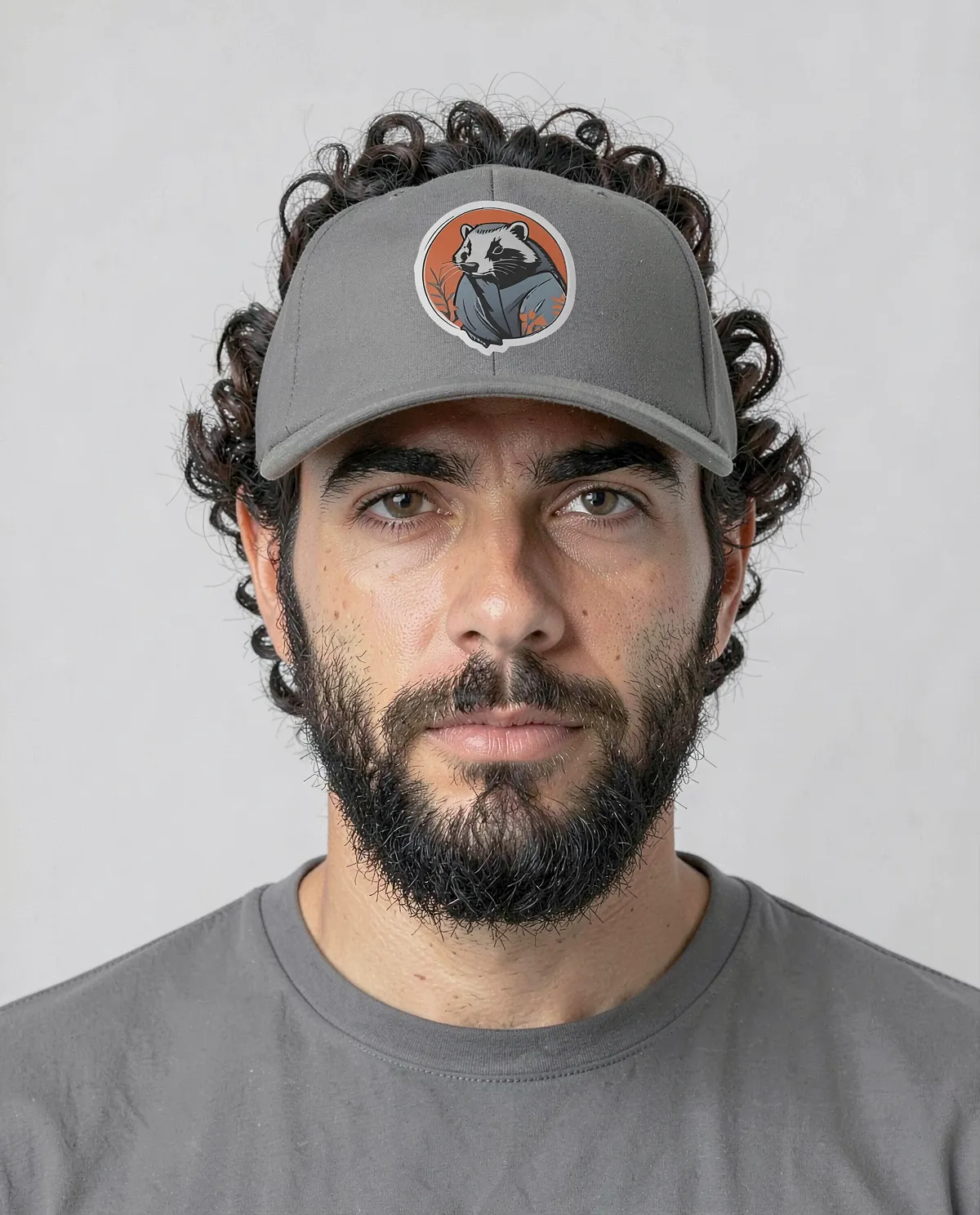 Cappellino in cotone ecologico grigio con chiusura a velcro 0