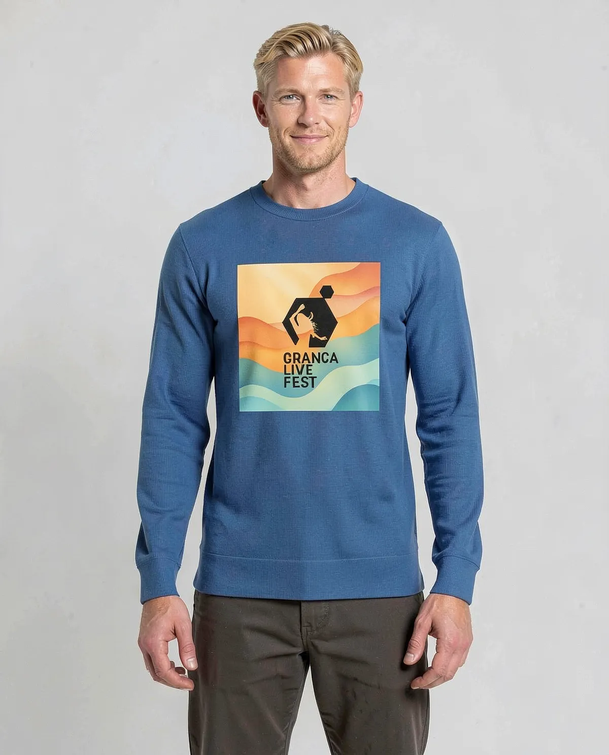 Felpe Unisex in Cotone Blu con Maniche a Set-In 0