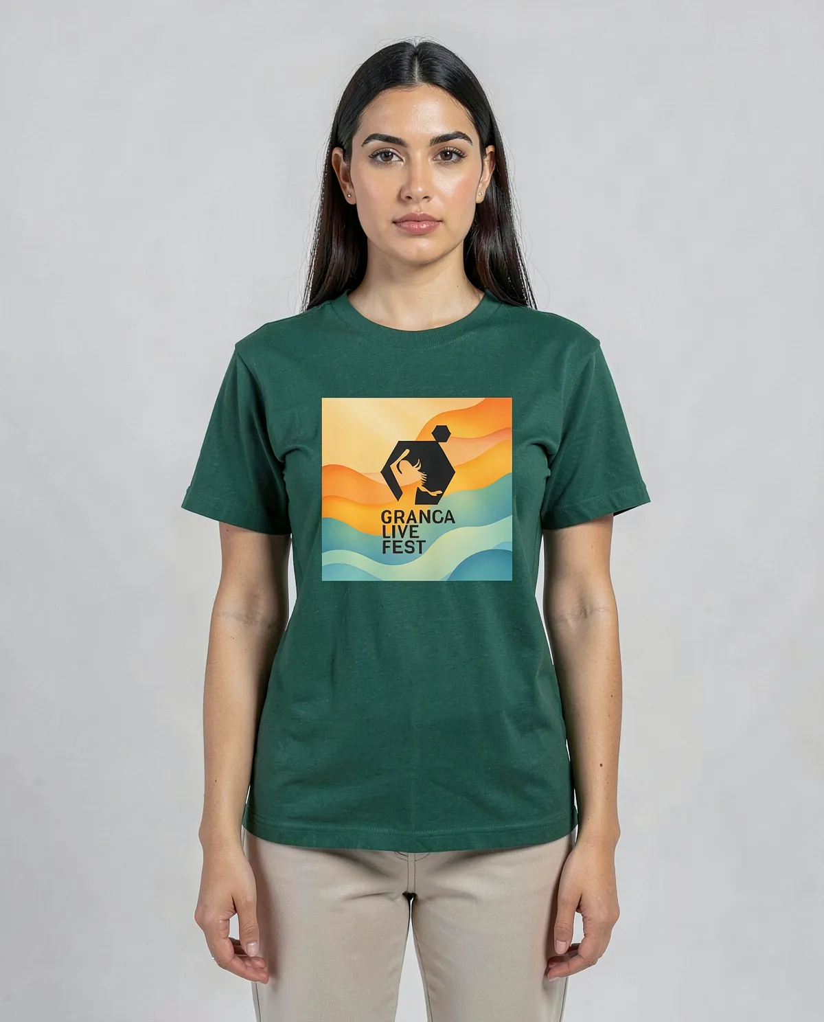 T-Shirt Eco‑Sostenibile Verde con Stampa Grafica Audace 0