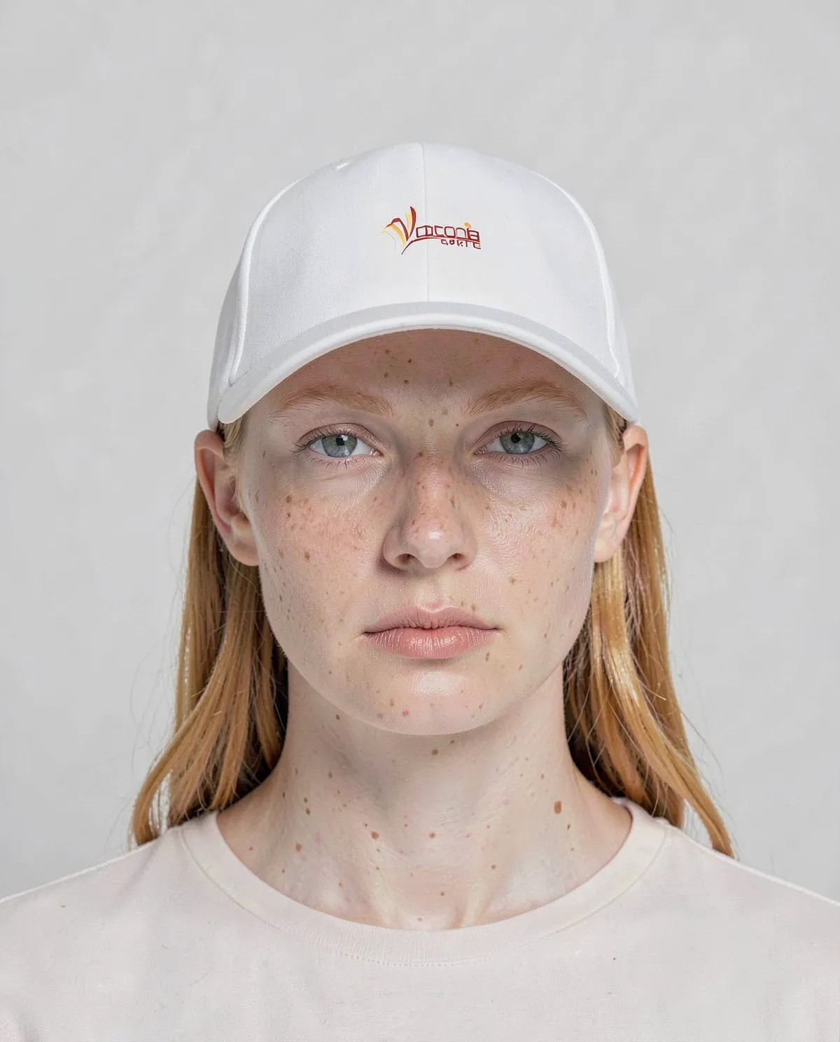 Cappellino di cotone bianco con chiusura a velcro 0