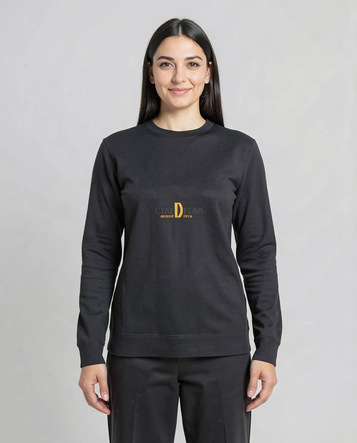 Felpa Unisex 3 Filati di Cotone Nera 59