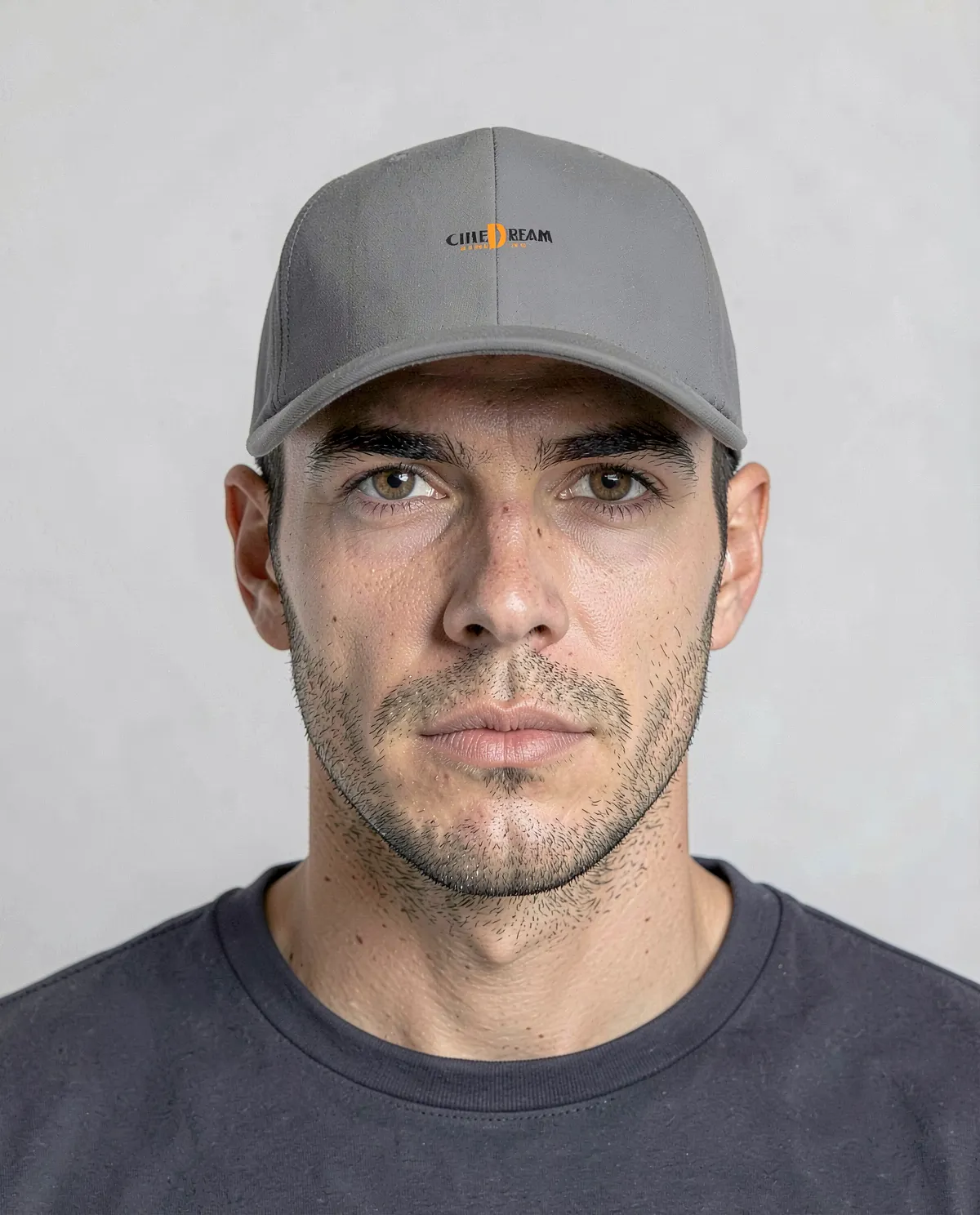 Cappellino in cotone classico grigio con chiusura a velcro 59
