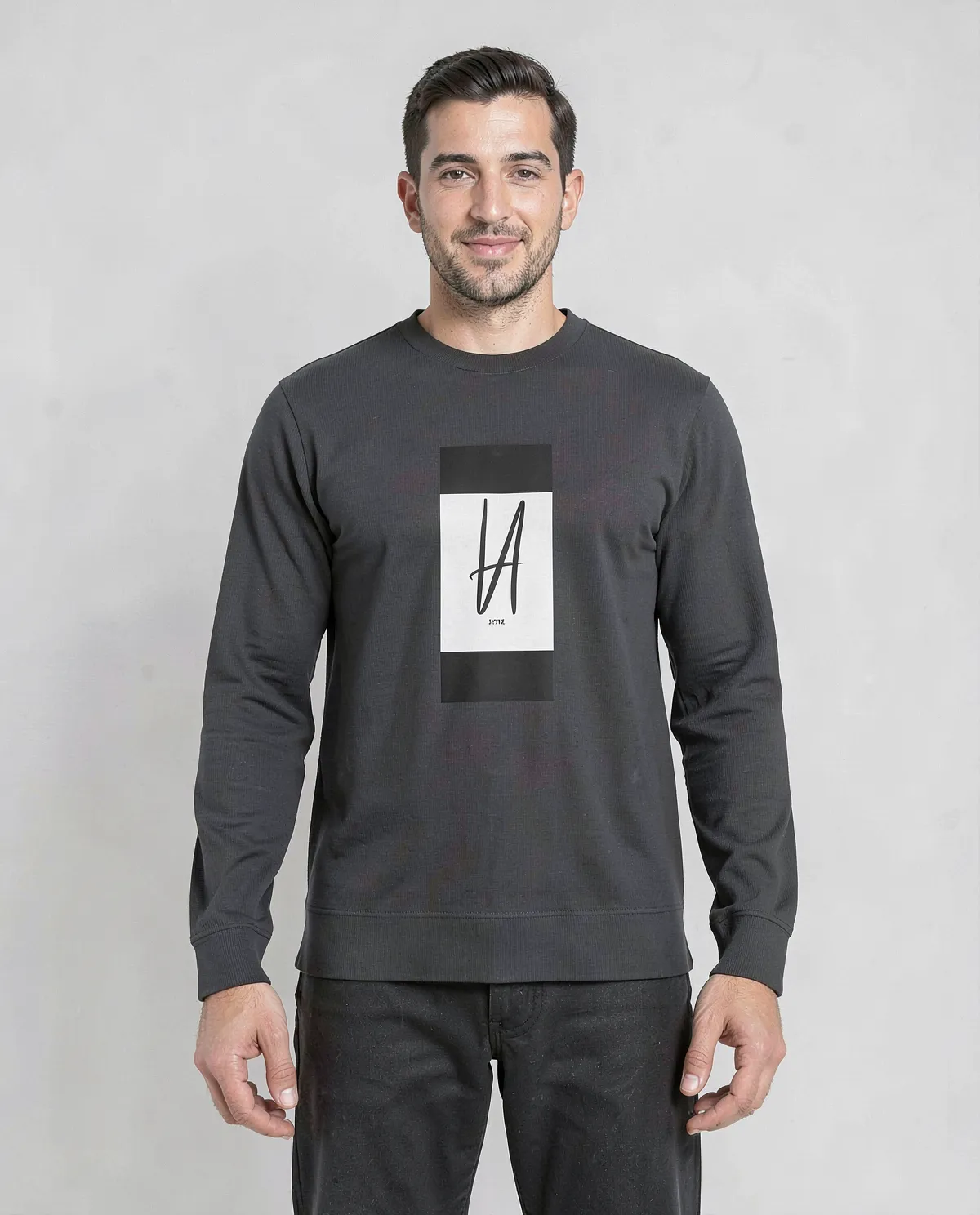 Felpe in cotone premium brossato nero