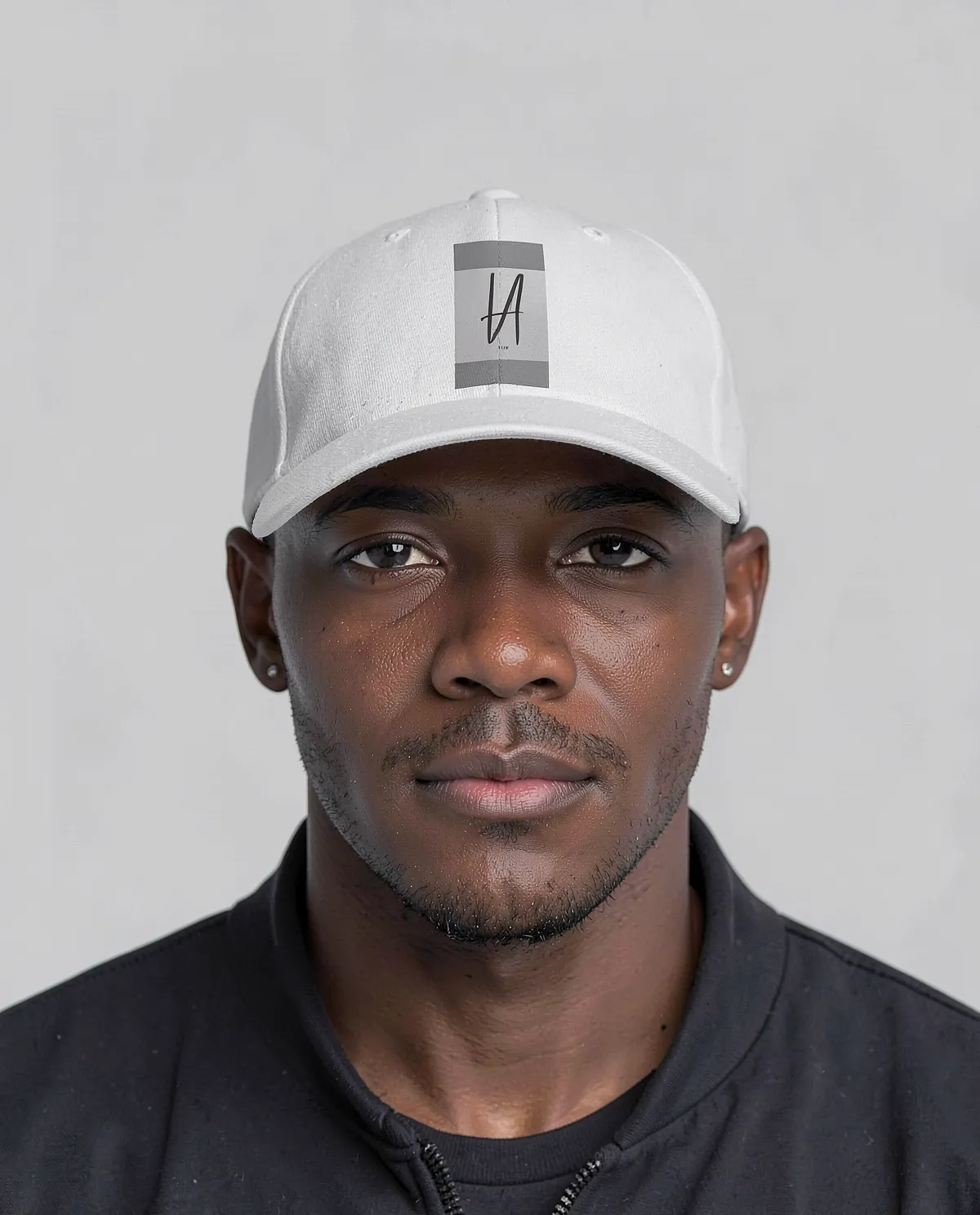 Cappellino bianco in cotone a 5 pannelli con chiusura a velcro 0