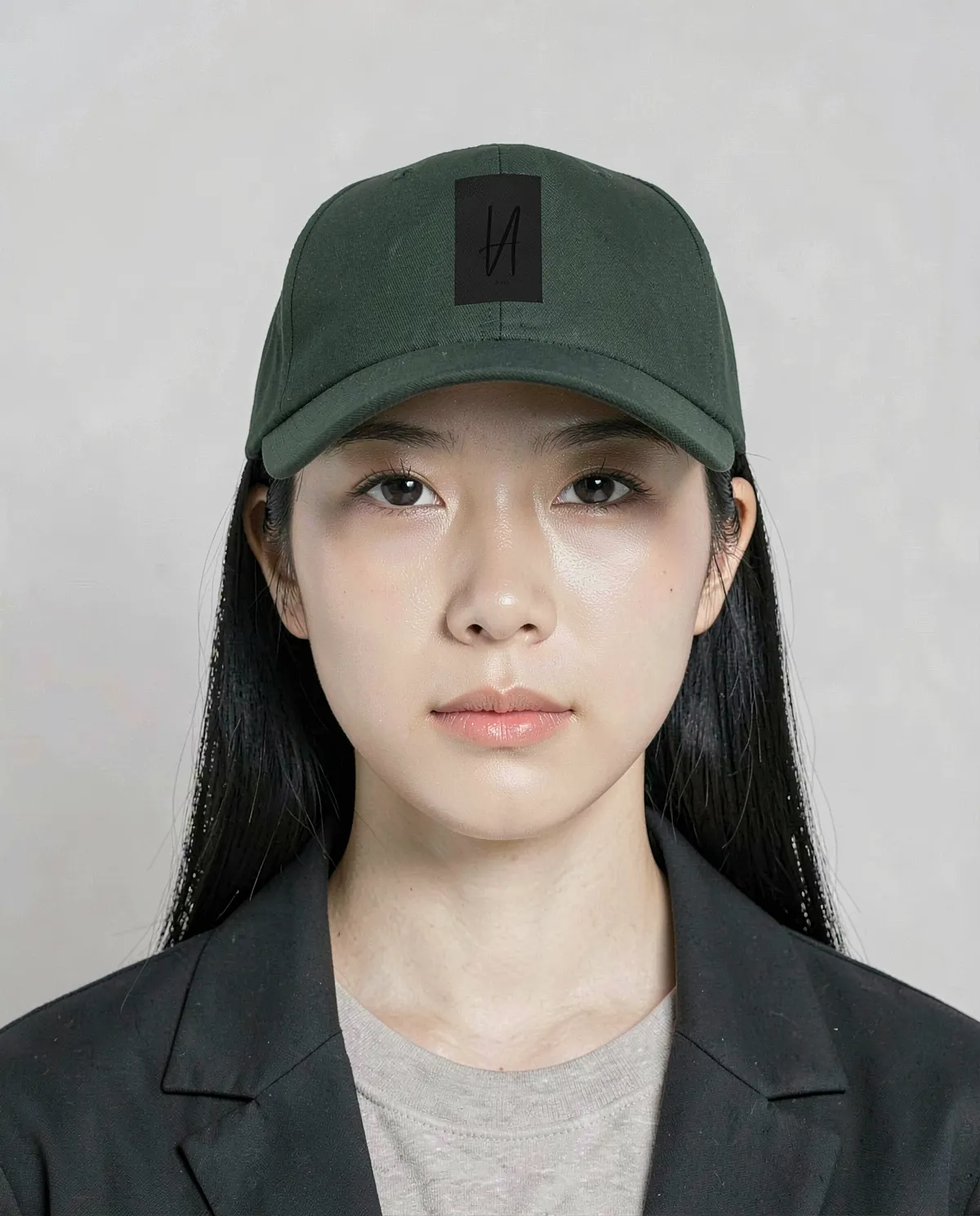 Cappellino di cotone ecologico verde con chiusura a velcro 0