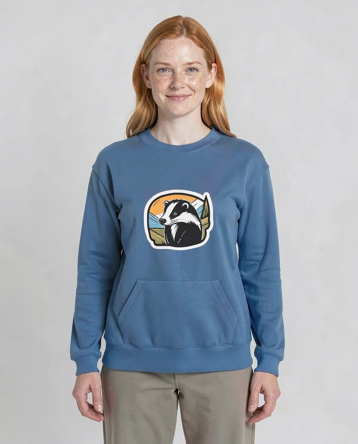 Felpa Unisex in Cotone Blu con Maniche a Set-In 0