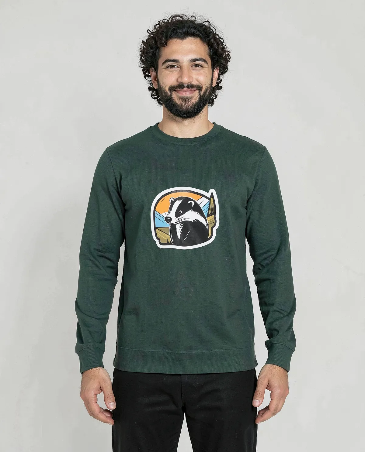 Felpa in cotone organico verde a sfregamento 0