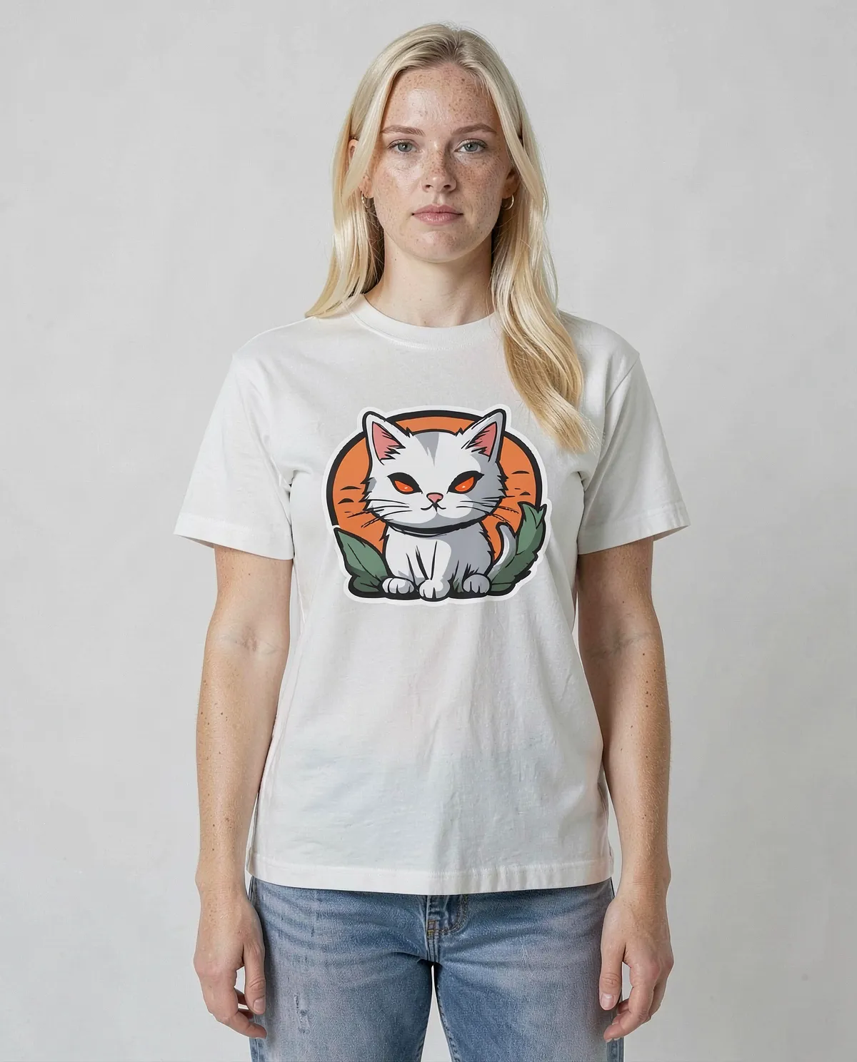 T‑shirt bianca con design grafico audace 0