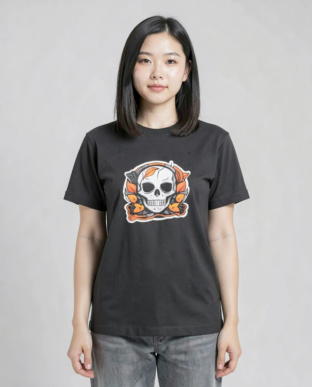 T-Shirt nero con stampa grafica audace 0
